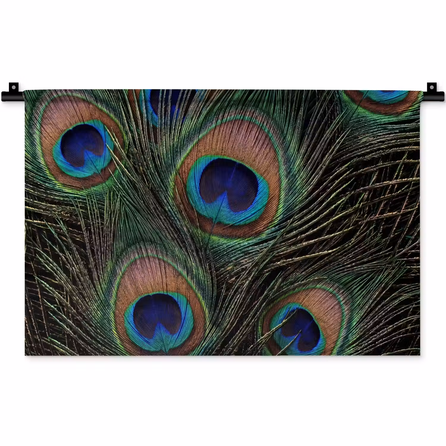 Pauwenveren - Klassiek - Groen Wandkleed katoen klein -zz3d