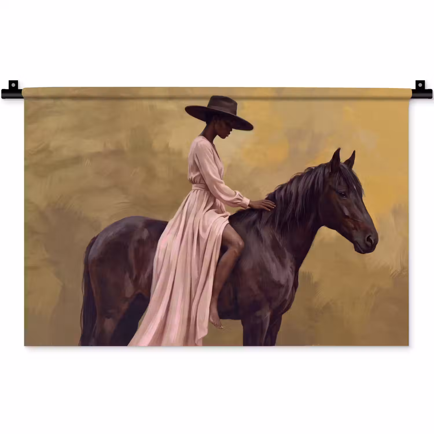 Paard - Klassiek - Oker Wandkleed katoen klein -zz3d