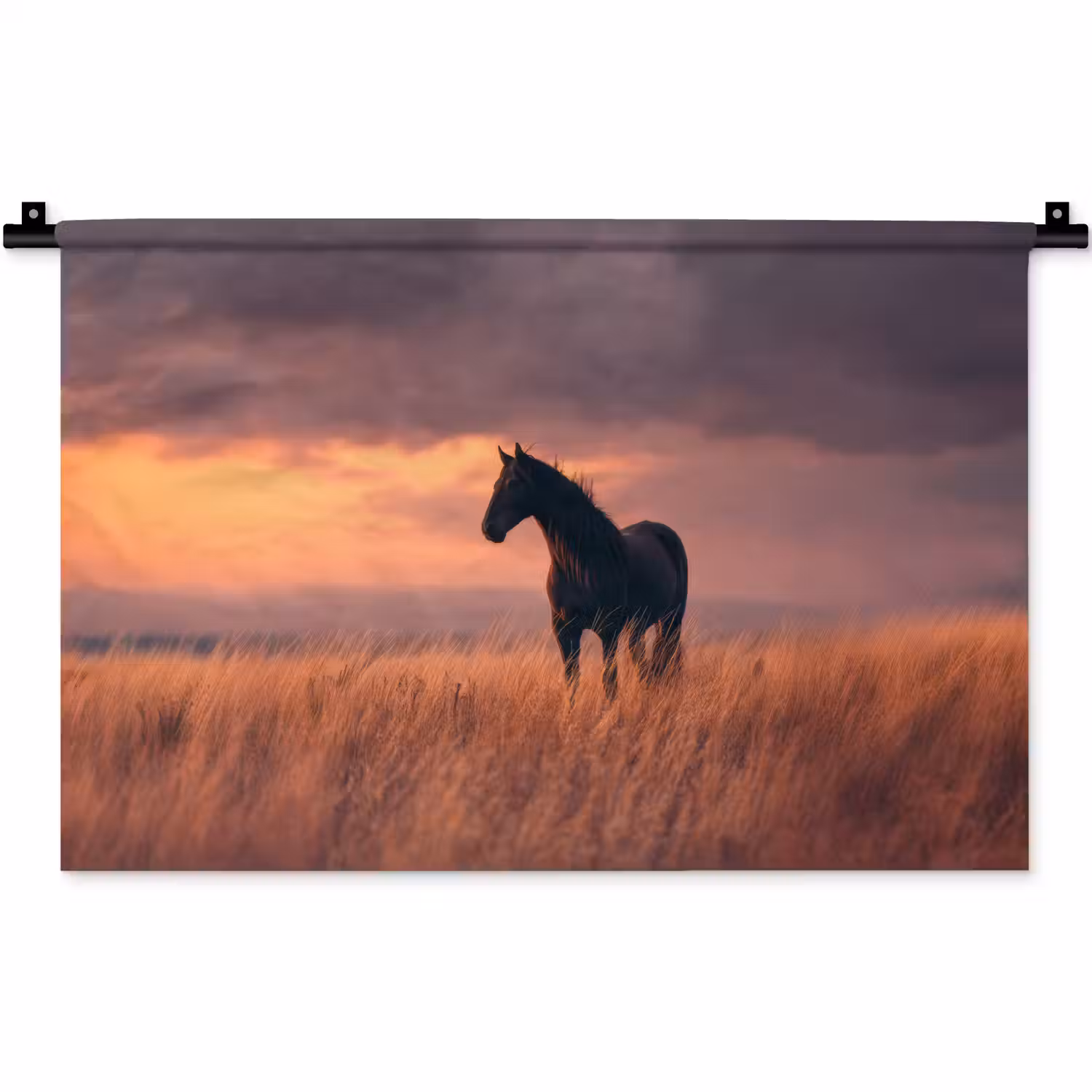 Paard - Wolken - Open veld Wandkleed katoen klein -zz3d