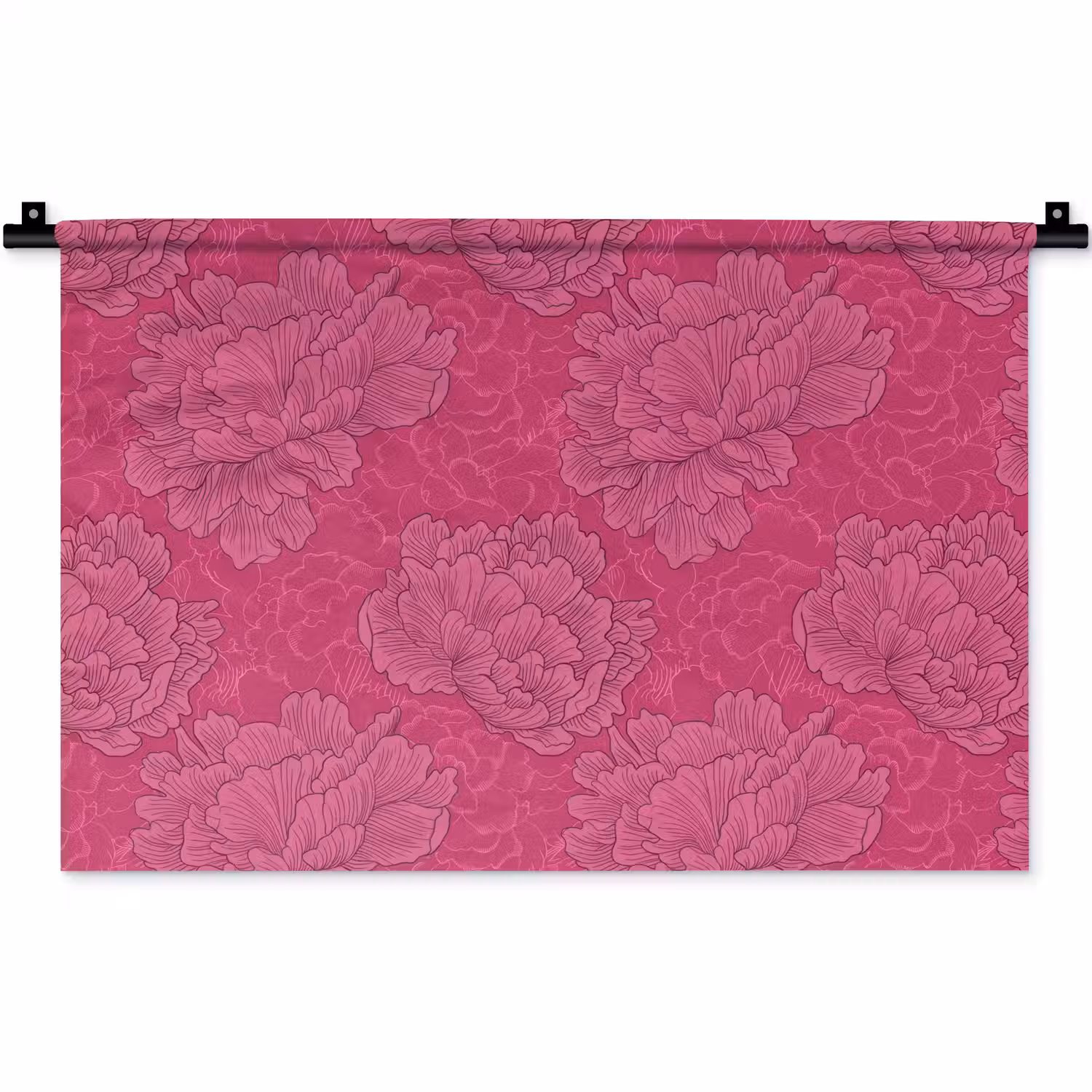 Pioenrozen - Energiek - Roze Wandkleed katoen klein 269 -zz3d