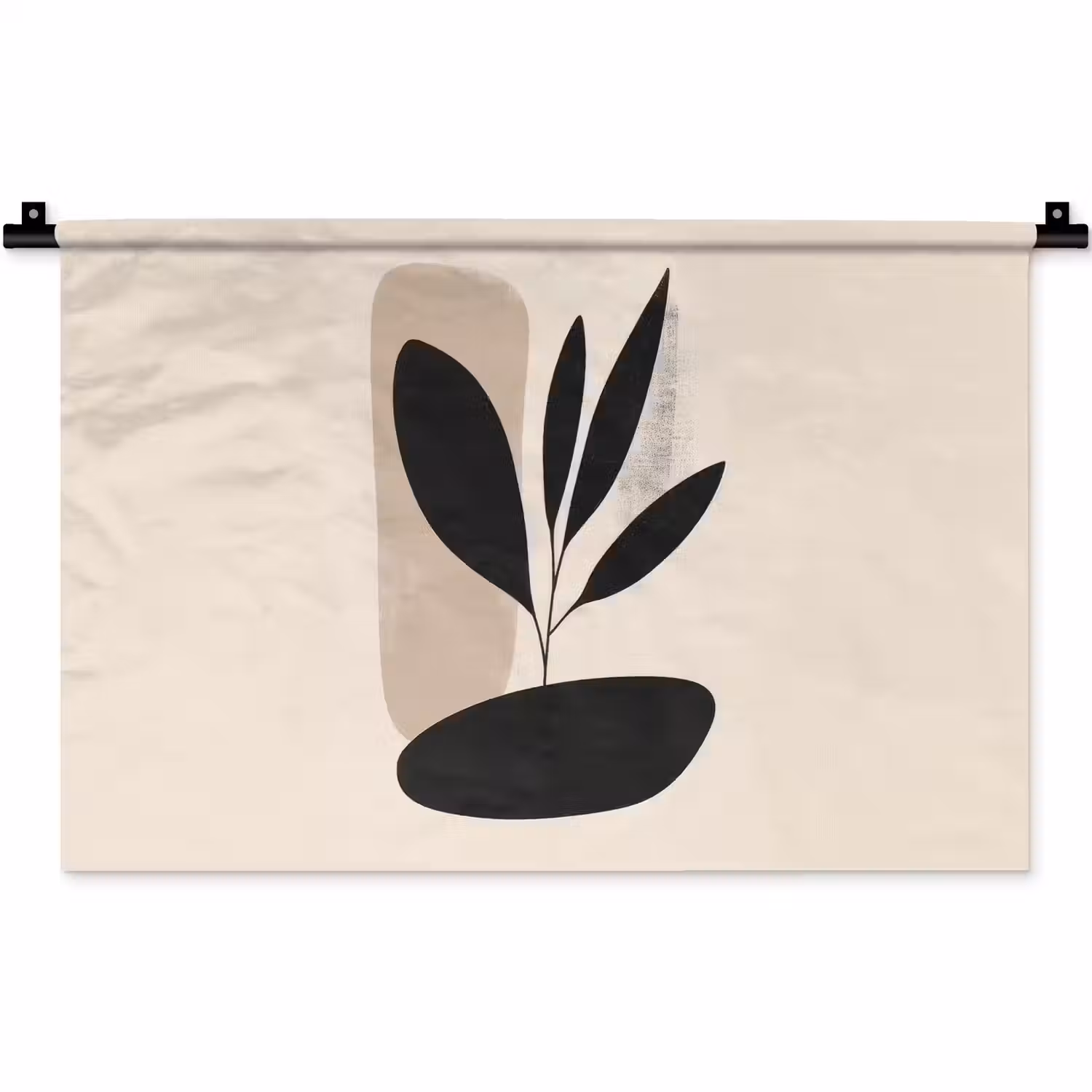 Plant - Beige - Japandi Wandkleed katoen klein -zz3d