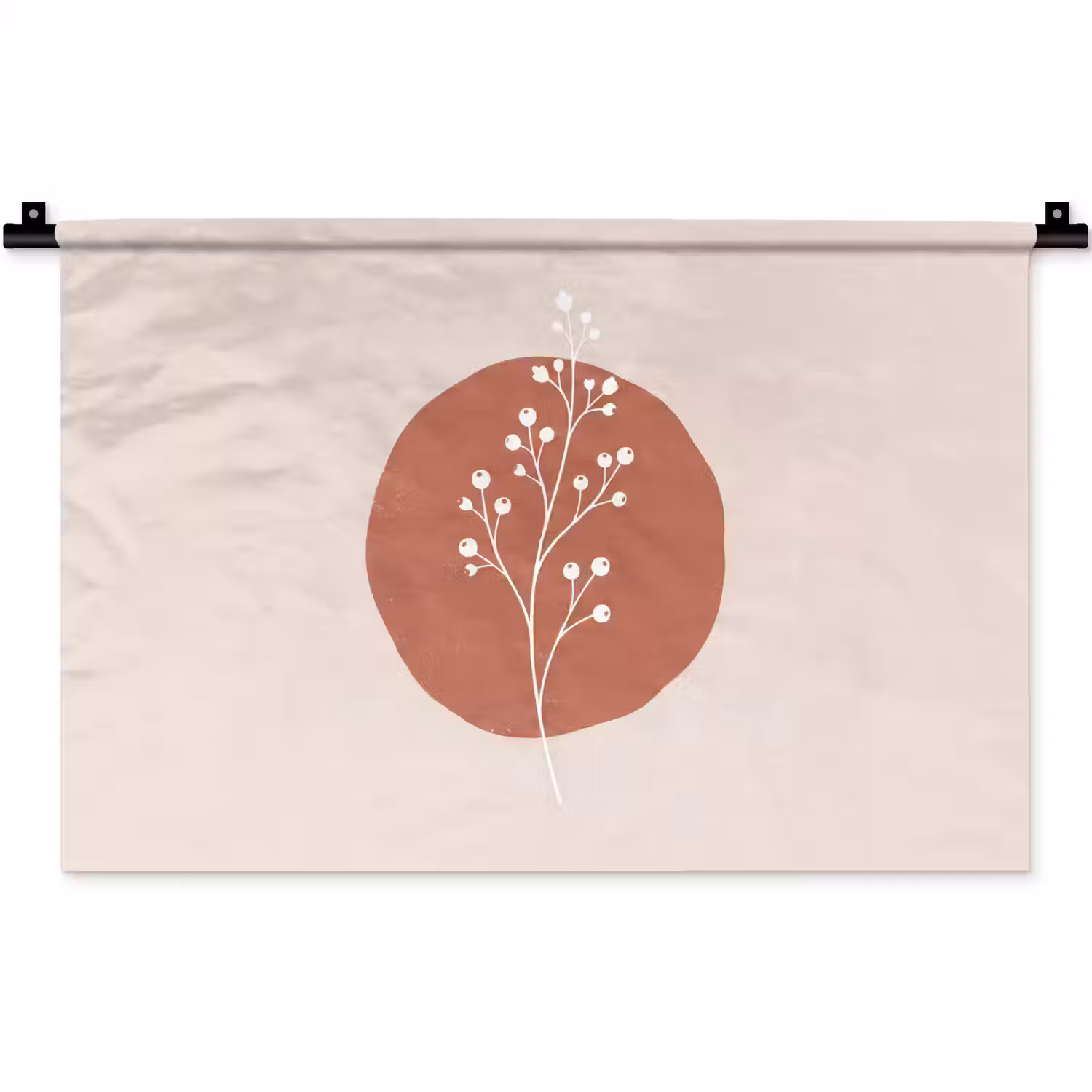 Plant - Tak - Abstract - Modern - Wit Wandkleed katoen klein -zz3d