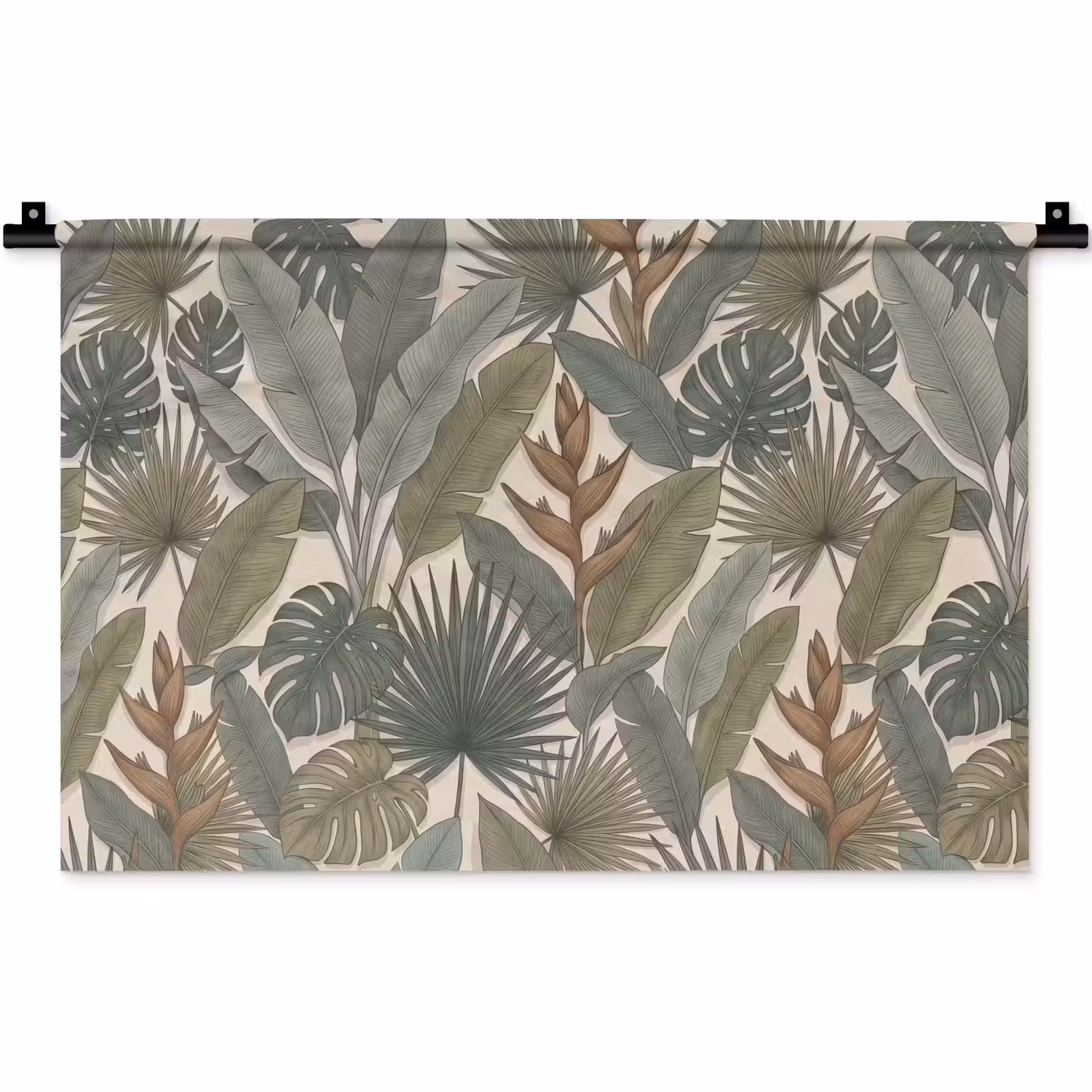 Planten - Tropisch - Natuur - Illustratie - Groen Wandkleed katoen klein -zz3d