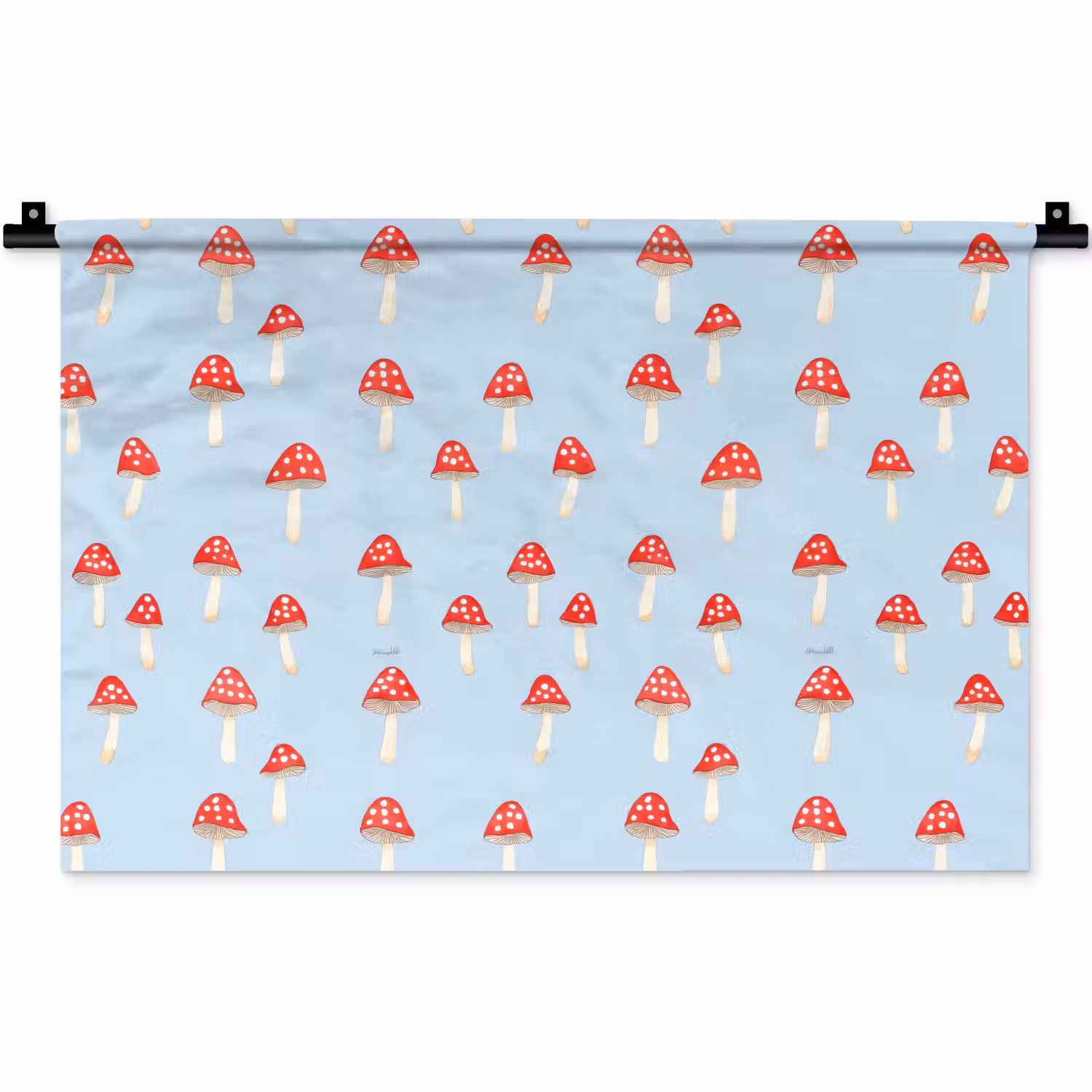 Paddenstoel -Sprookje - Blauw Wandkleed katoen klein 269 -zz3d