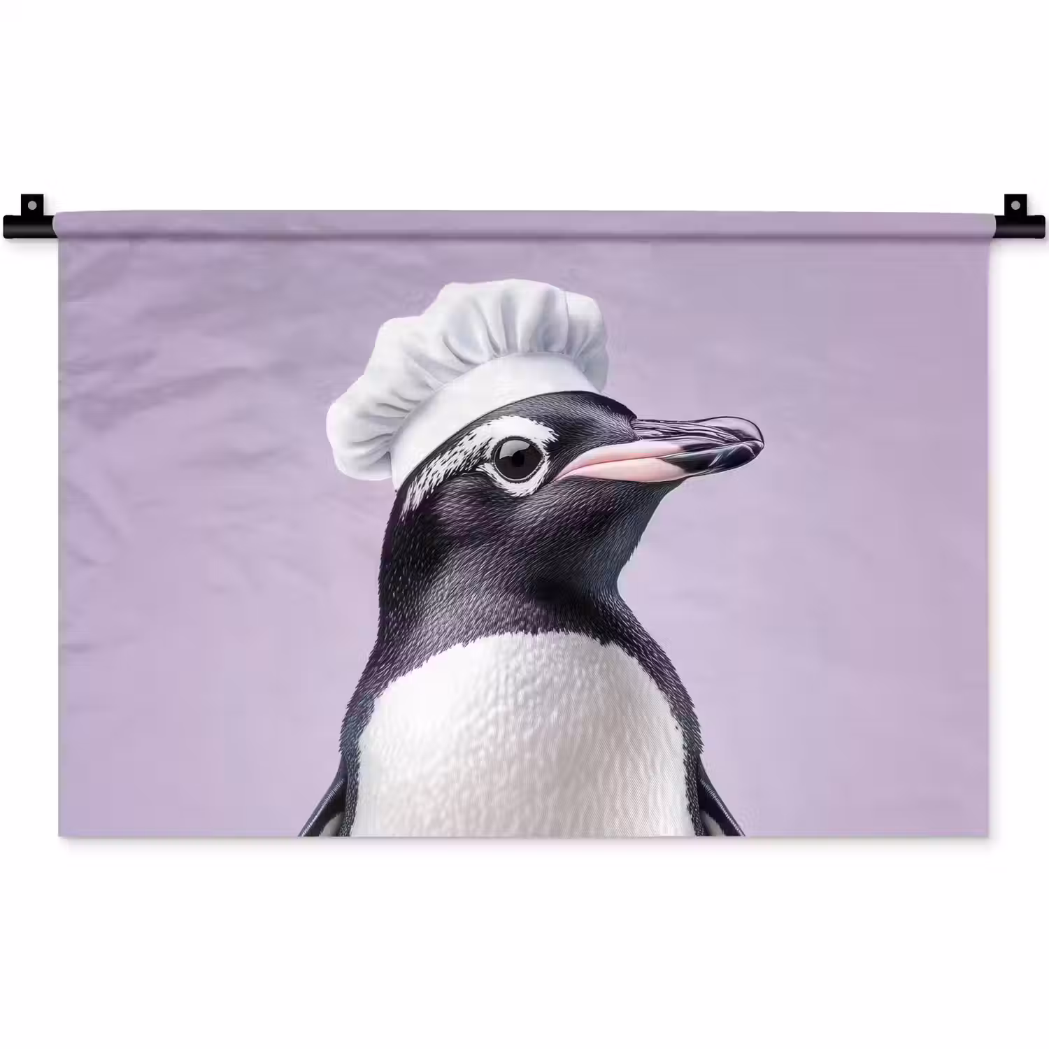 Pinguïn - Koksmuts - Lief - Paars Wandkleed katoen klein -zz3d