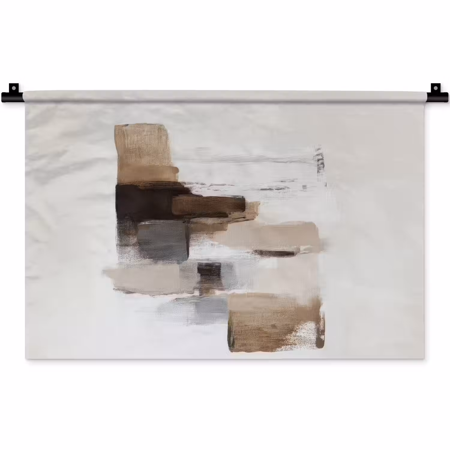 Penseelstreken - Balans - Beige - Bruin Wandkleed katoen klein -zz3d