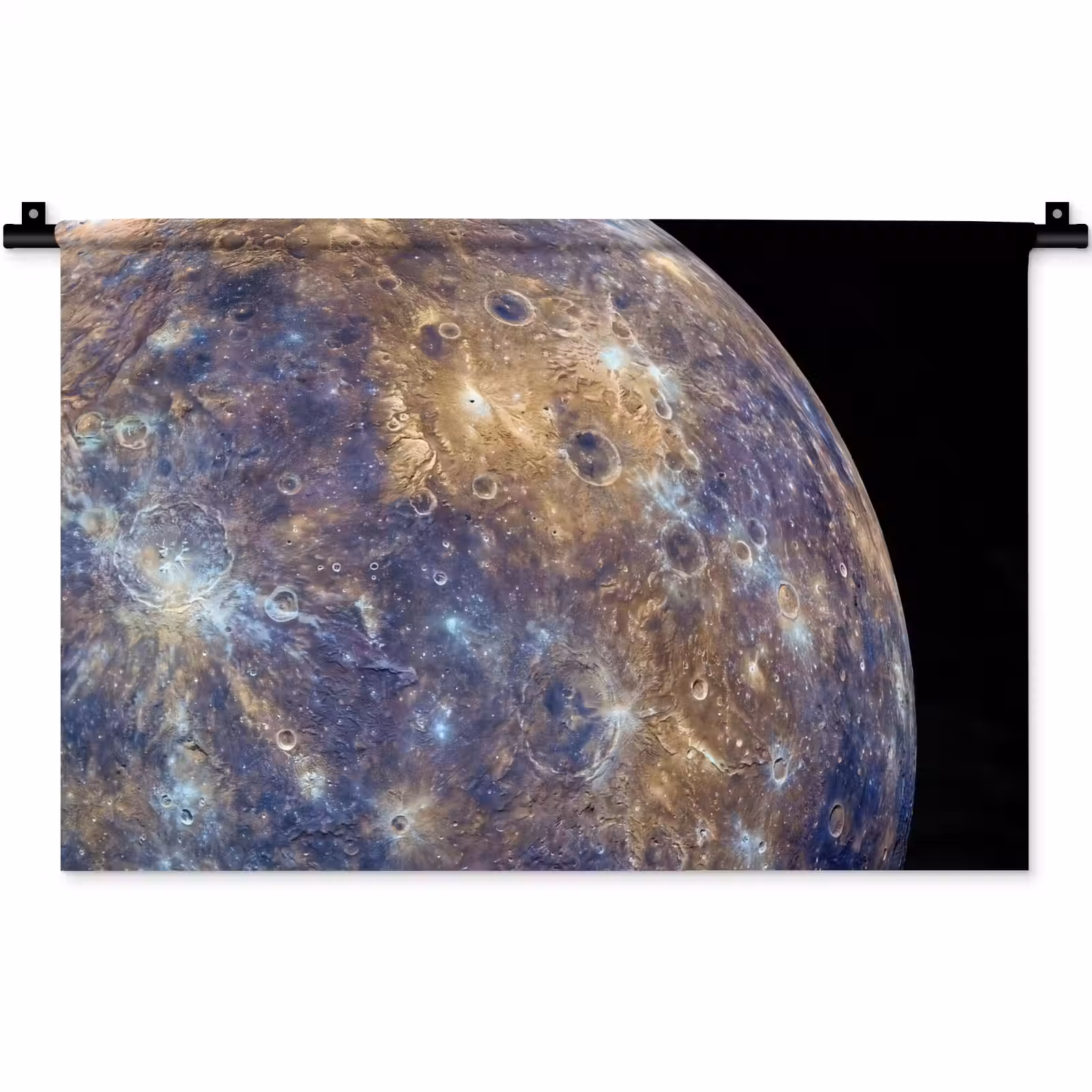 Wandteppich - Planet – Krater – Weltraum - Planeet - Kraters - Ruimte Wandkleed katoen klein