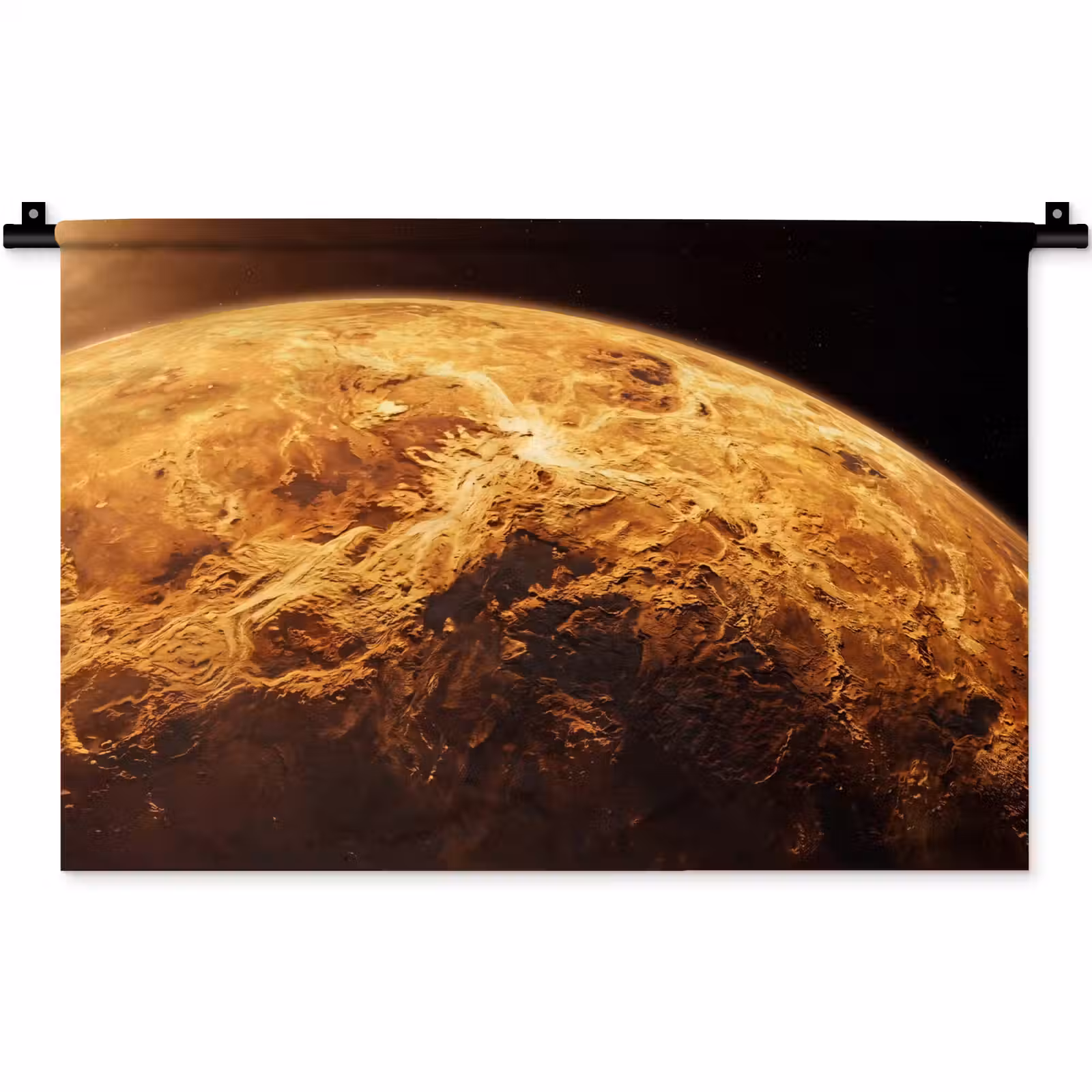 Wandteppich - Planet – Weltraum – Orange - Planeet - Ruimte - Oranje Wandkleed katoen klein