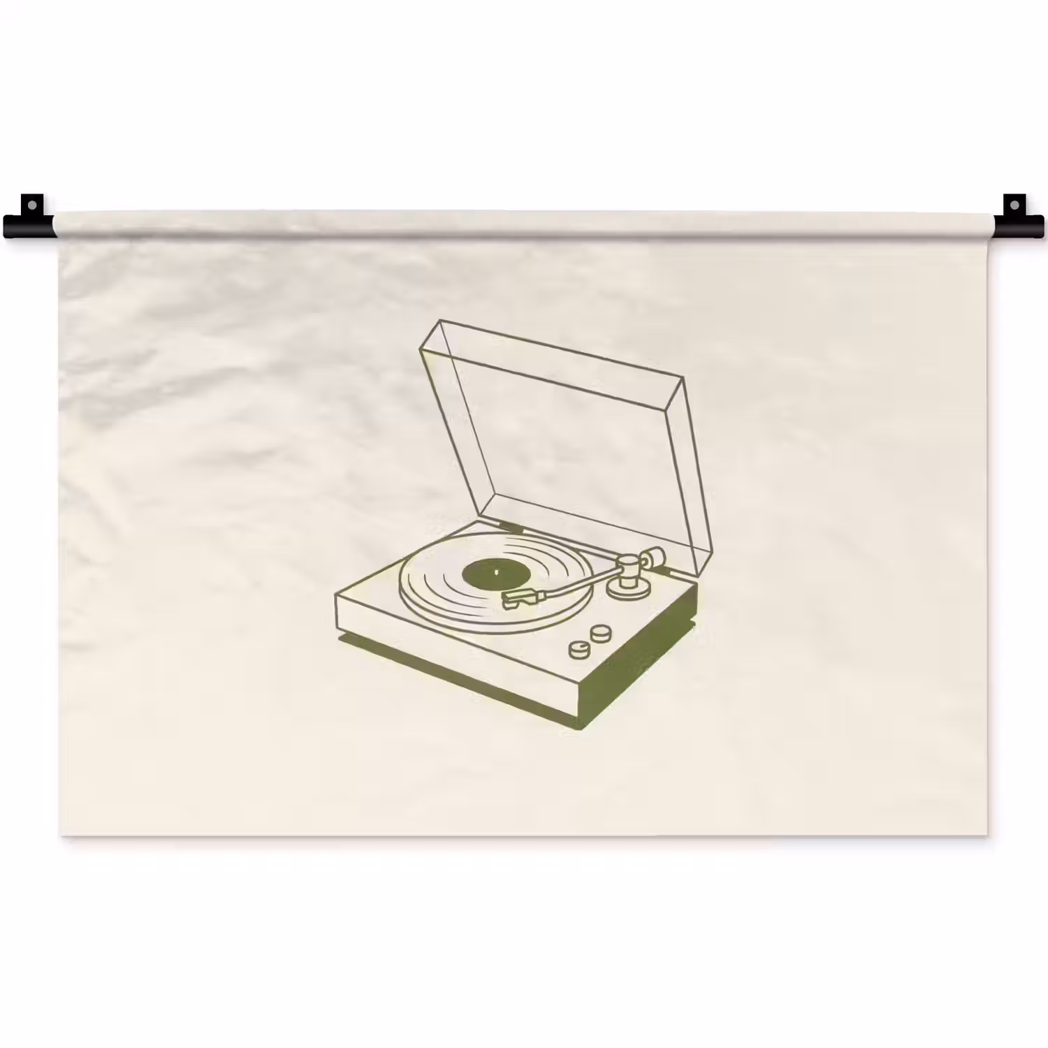 Platenspeler - Vinyl - Muziek - Minimalistisch - Groen Wandkleed katoen klein -zz3d