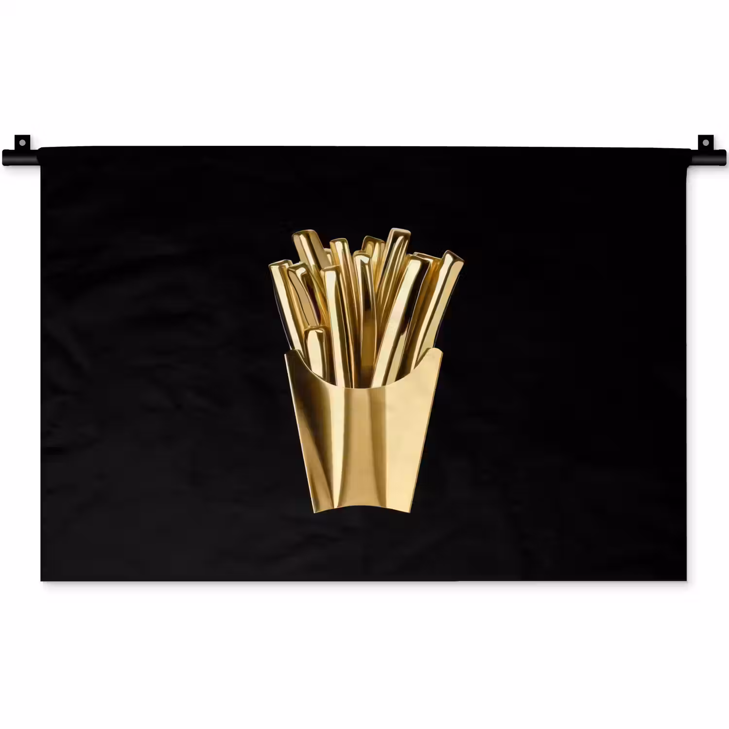 Friet - Goud - Chrome - Eten Wandkleed katoen klein -zz3d