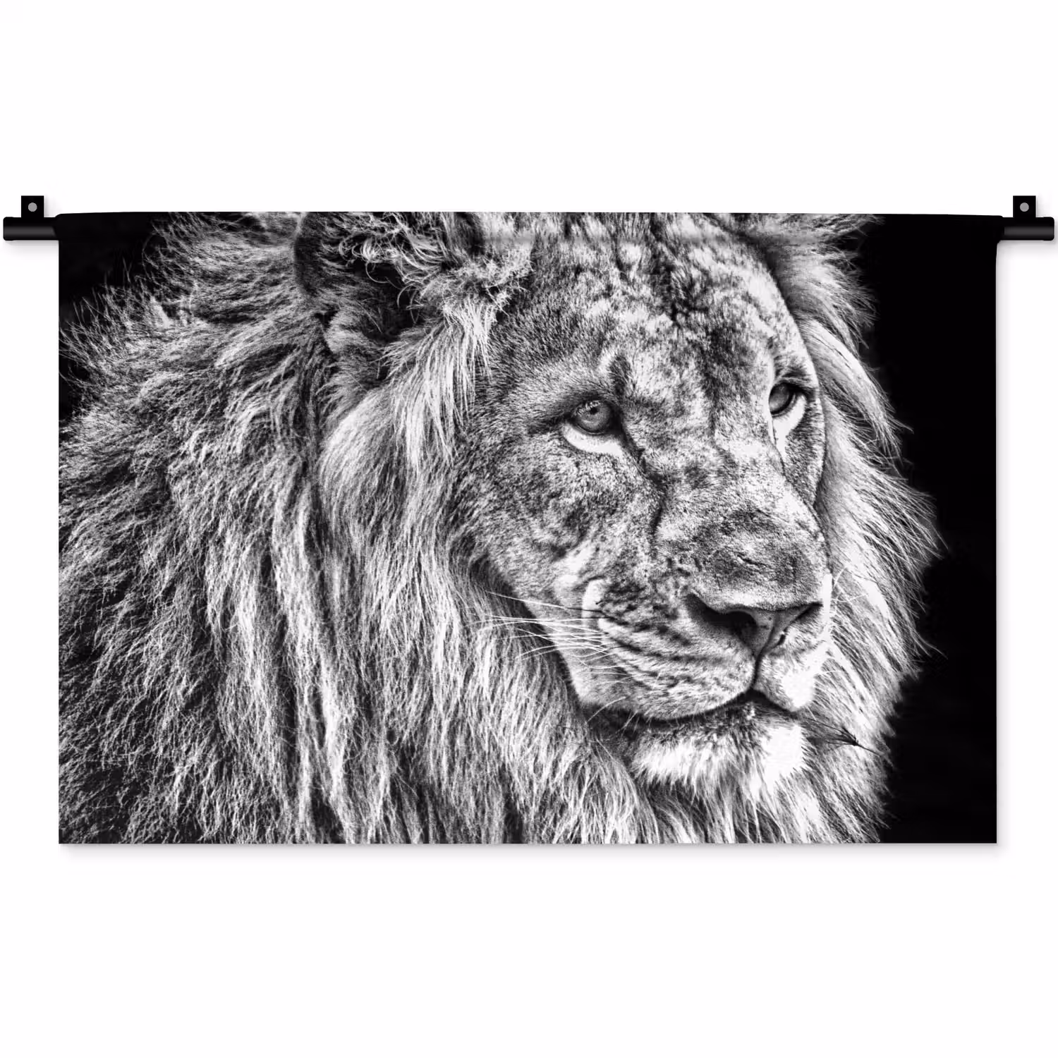 Portret - Leeuw - Zwart wit Wandkleed katoen klein -zz3d