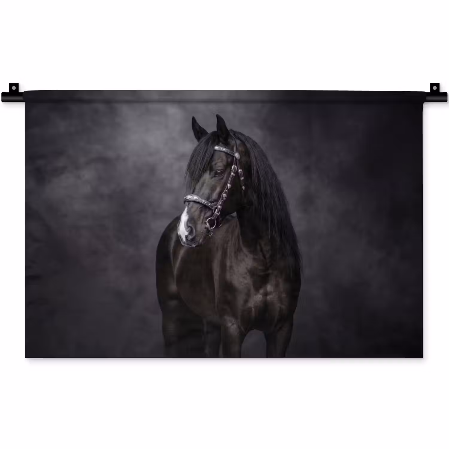 Portret - Paard - Zwart Wandkleed katoen klein -zz3d