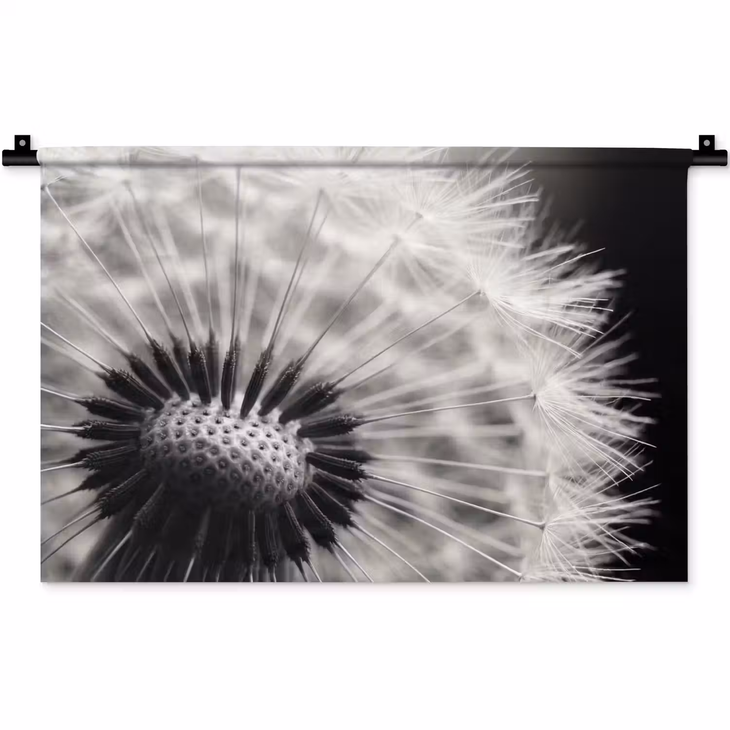 Paardenbloem - Zwart - Wit Wandkleed katoen klein -zz3d