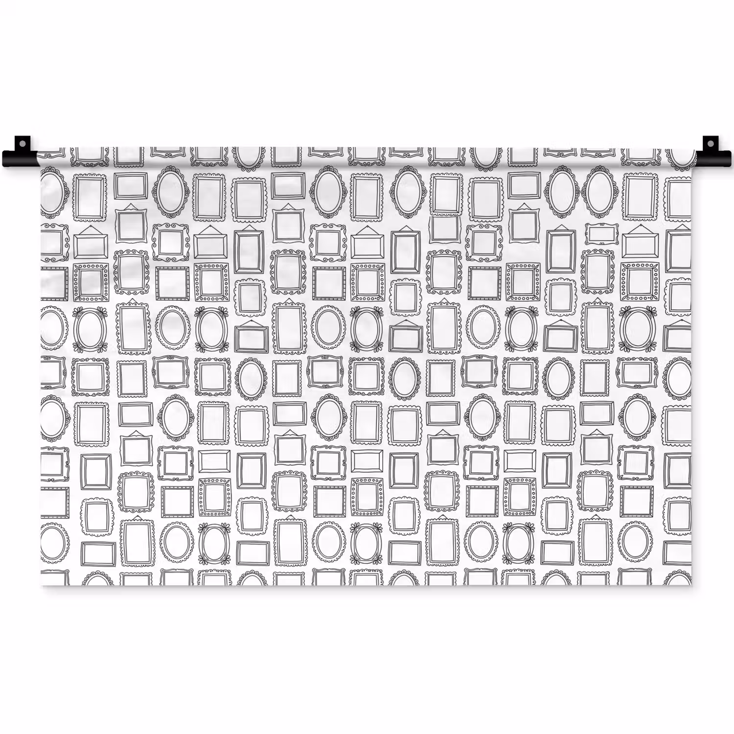 Lijsten - Patroon - Decoratie - Schets - Zwart-wit Wandkleed katoen klein -zz3d