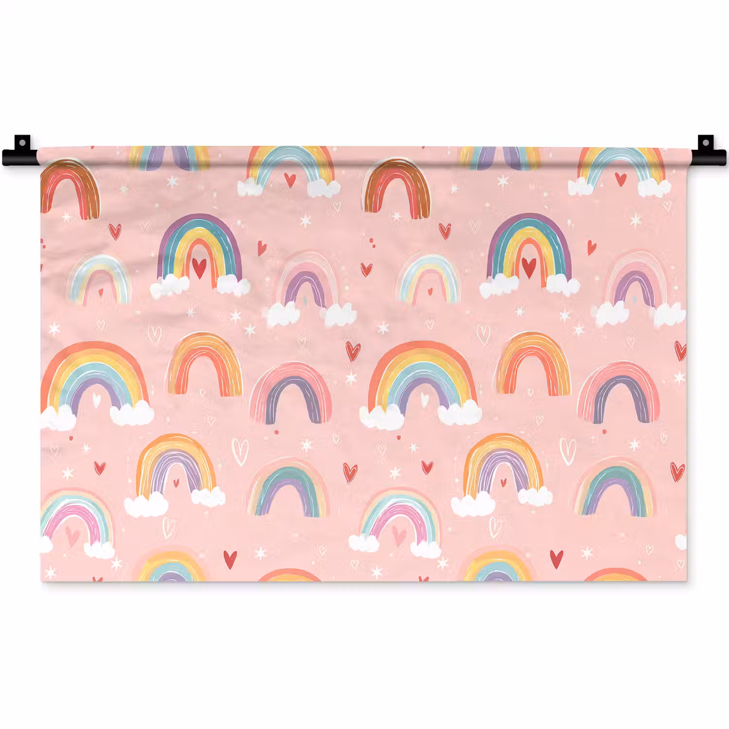 Regenboog - Patroon - Pastel - Handgetekend Wandkleed katoen klein -zz3d