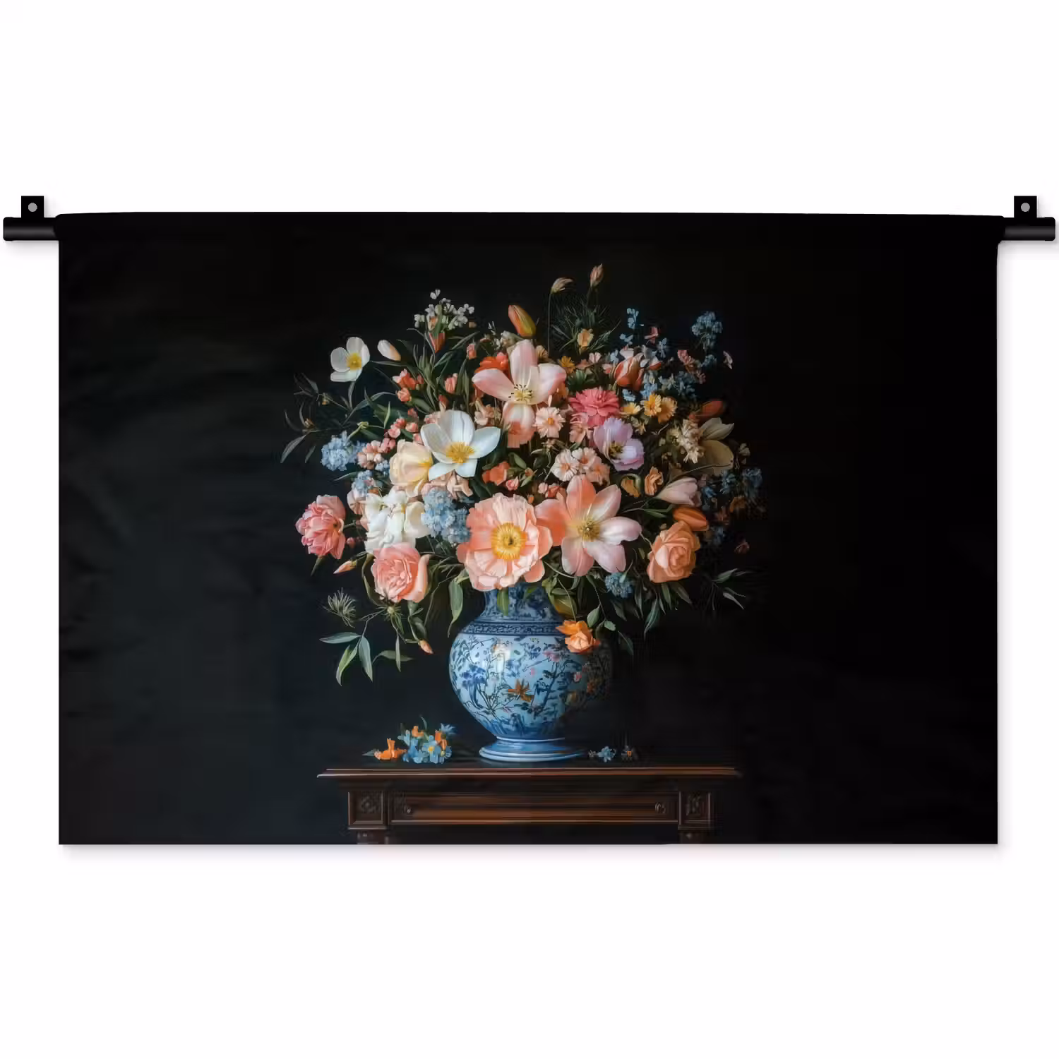 Roze - Bloemen - Vaas - Kleuren Wandkleed katoen klein -zz3d