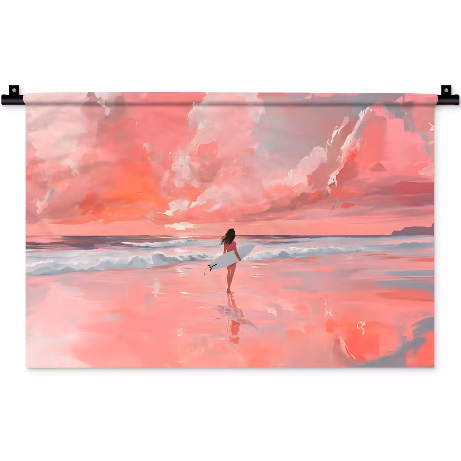 Roze - Surfen - Zee Wandkleed katoen klein -zz3d