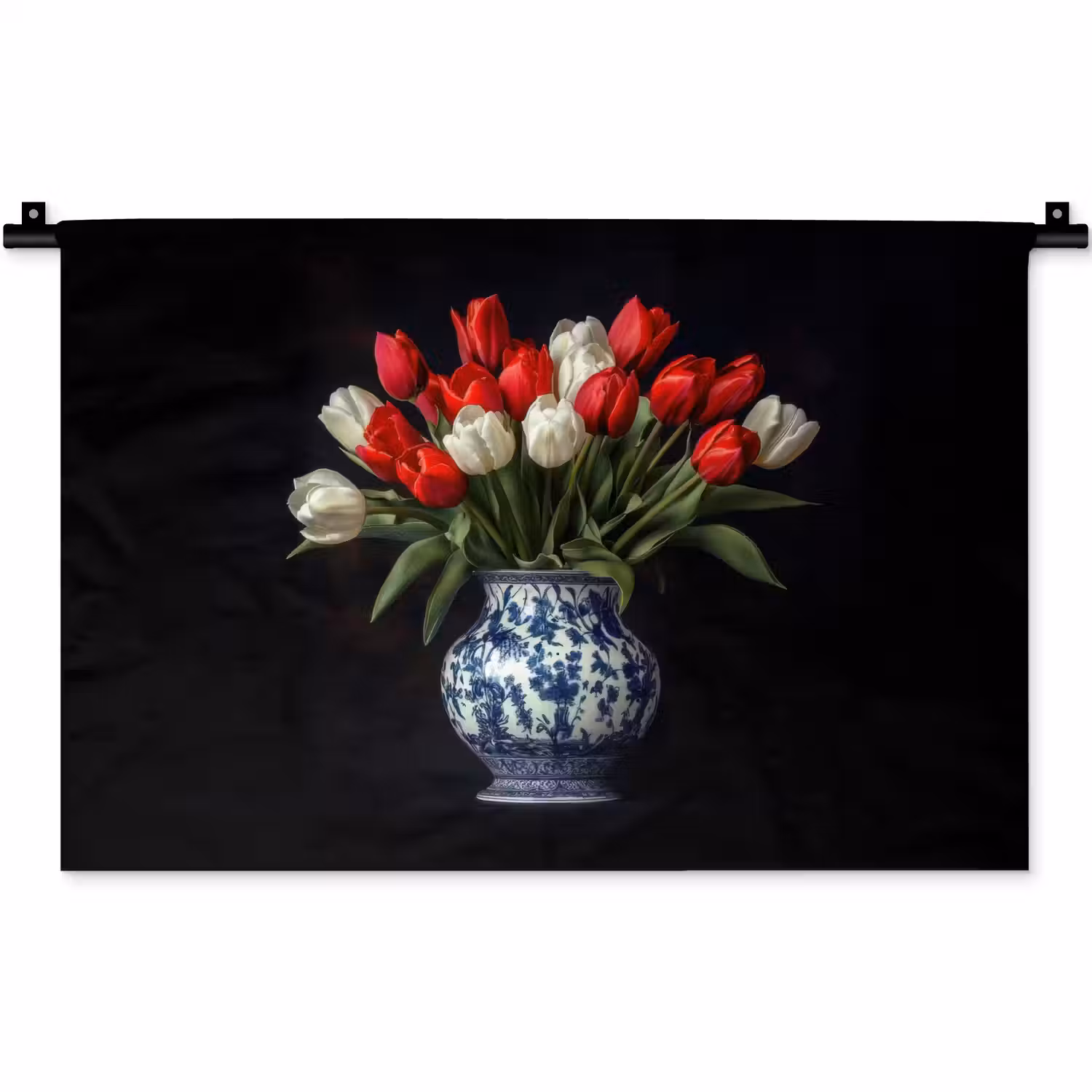 Rode - Bloemen - Tulpen - Vaas Wandkleed katoen klein -zz3d