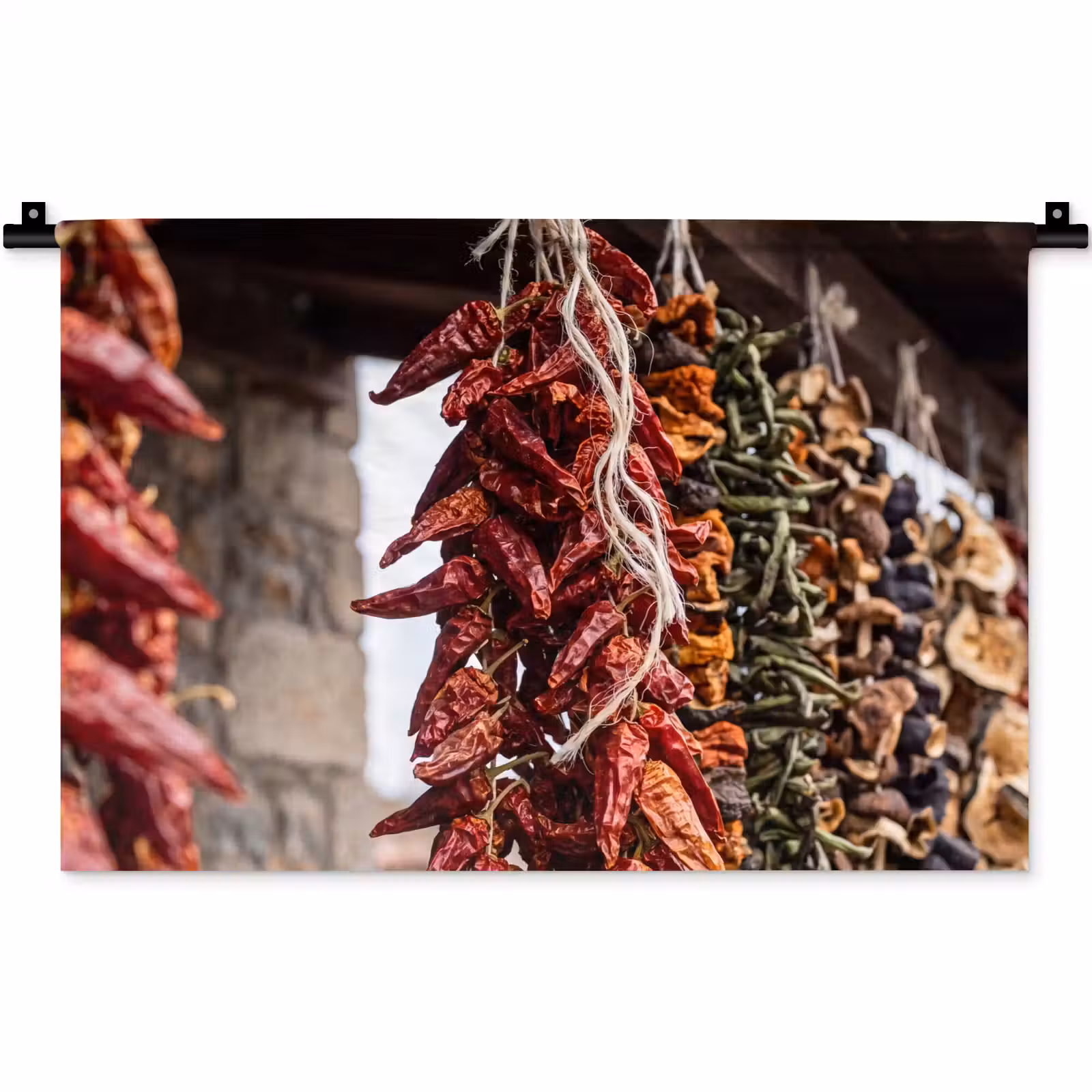 Wandteppich - Rote Chilischoten – Essen - Rode pepers - Eten Wandkleed katoen klein