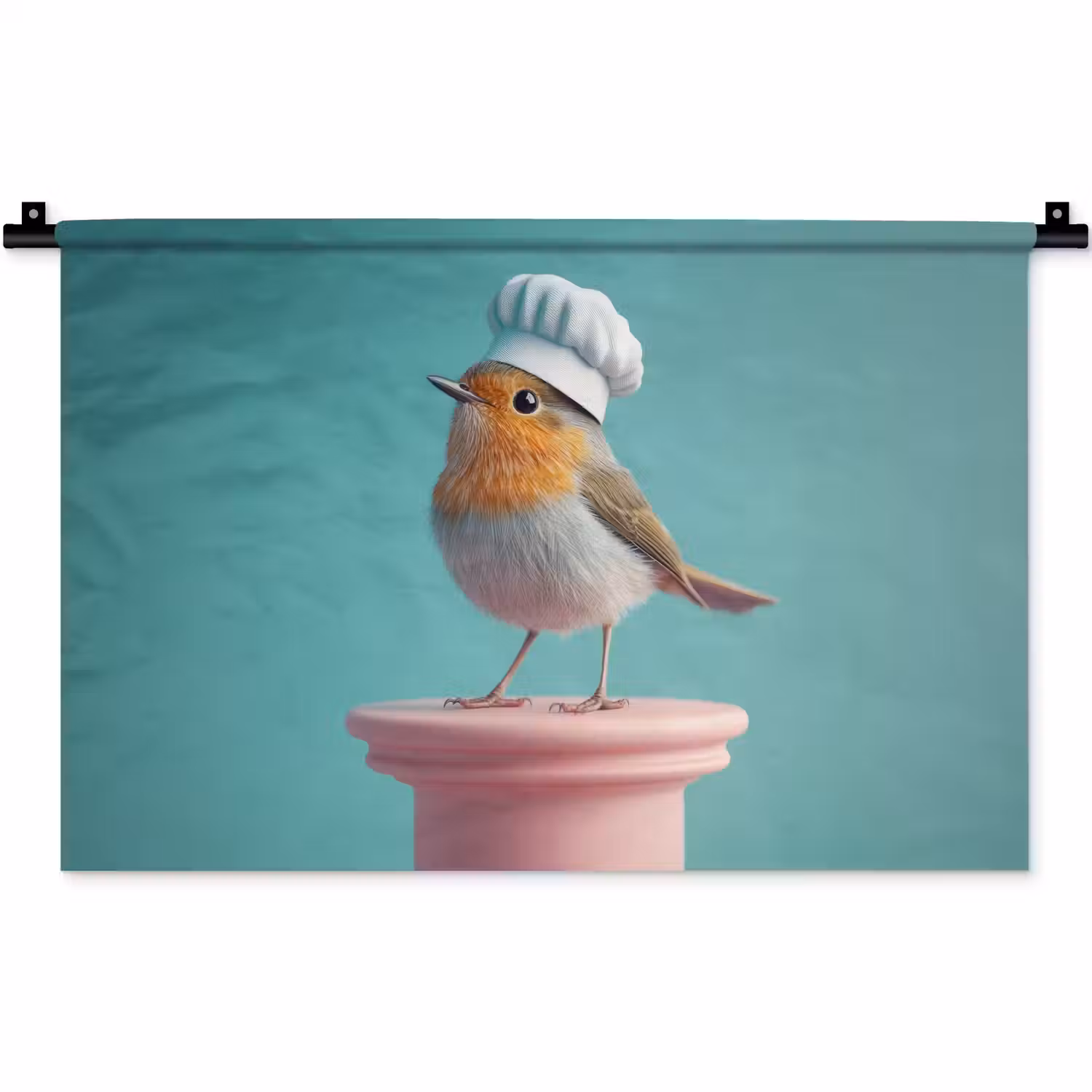 Roodborstje - Vogel - Koksmuts - Sokkel Wandkleed katoen klein -zz3d