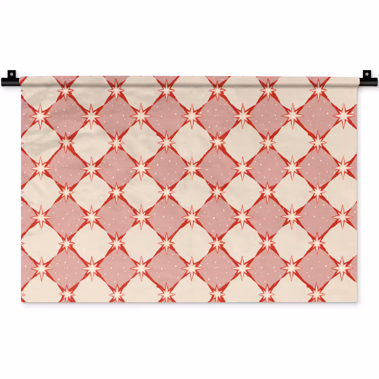 Ruiten - Sterren - Vintage - Oudroze - Rood Wandkleed katoen klein 269 -zz3d