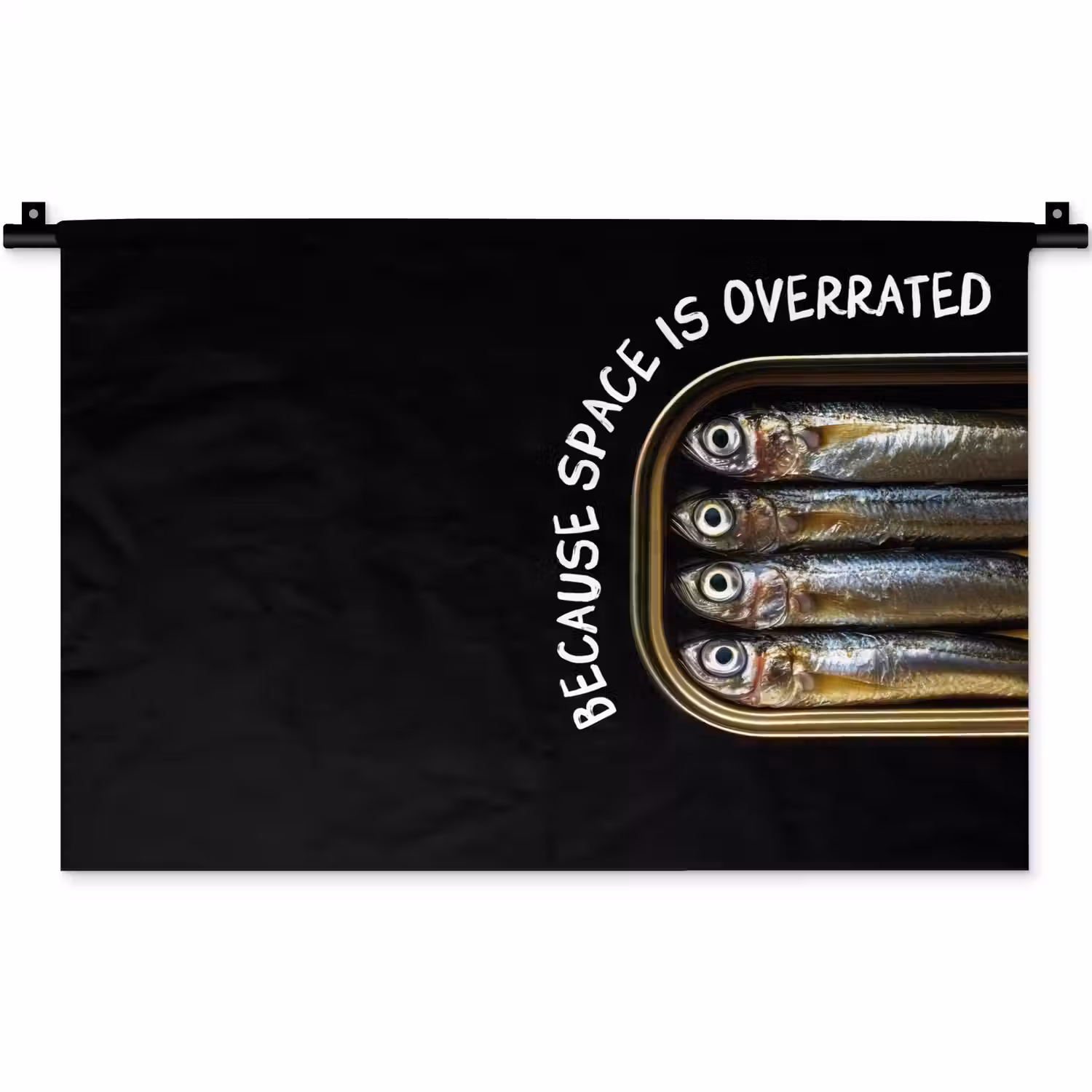 Sardines - Tekst - Vis - Blik Wandkleed katoen klein -zz3d
