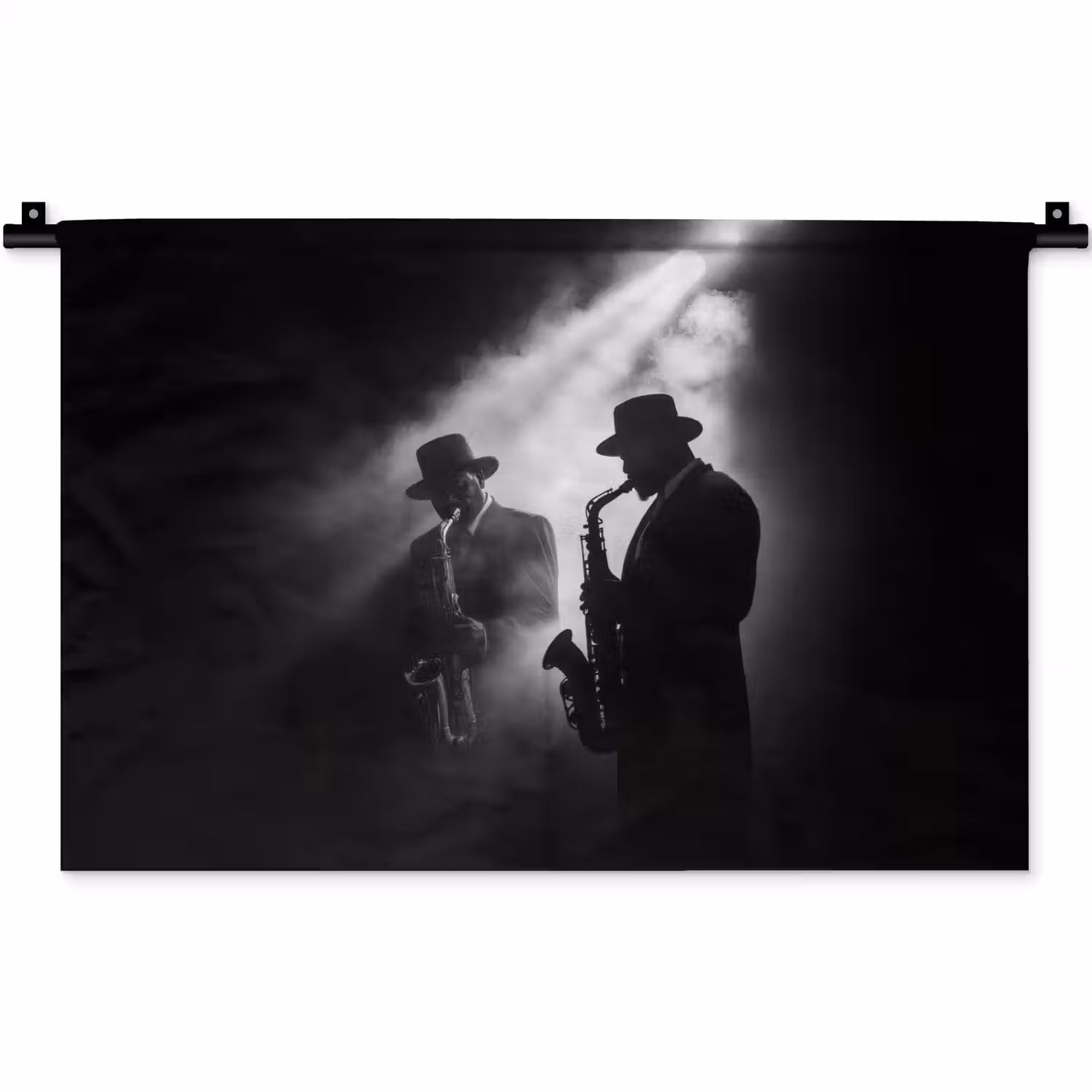 Saxofonisten - Hoeden - Rook - Licht Wandkleed katoen klein -zz3d