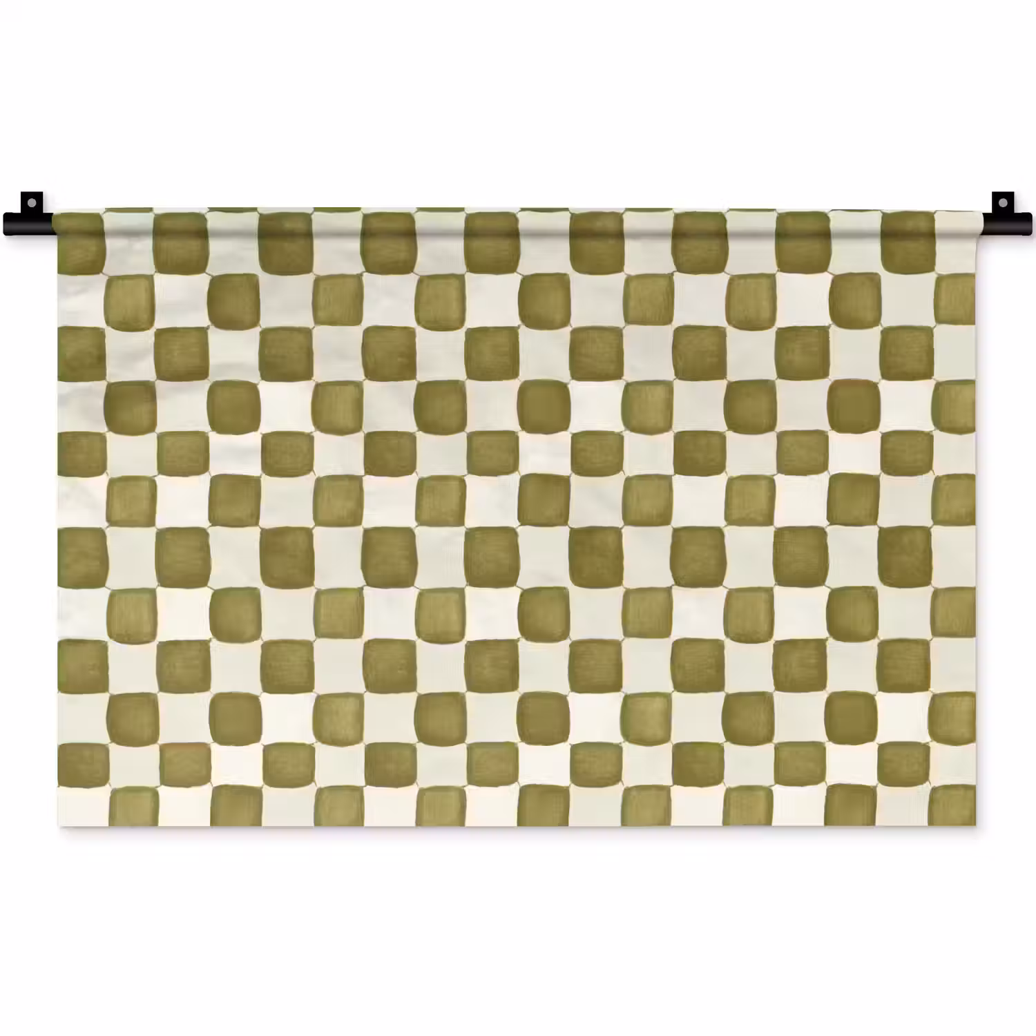 Schaak - Patroon - Groen Wandkleed katoen klein 269 -zz3d