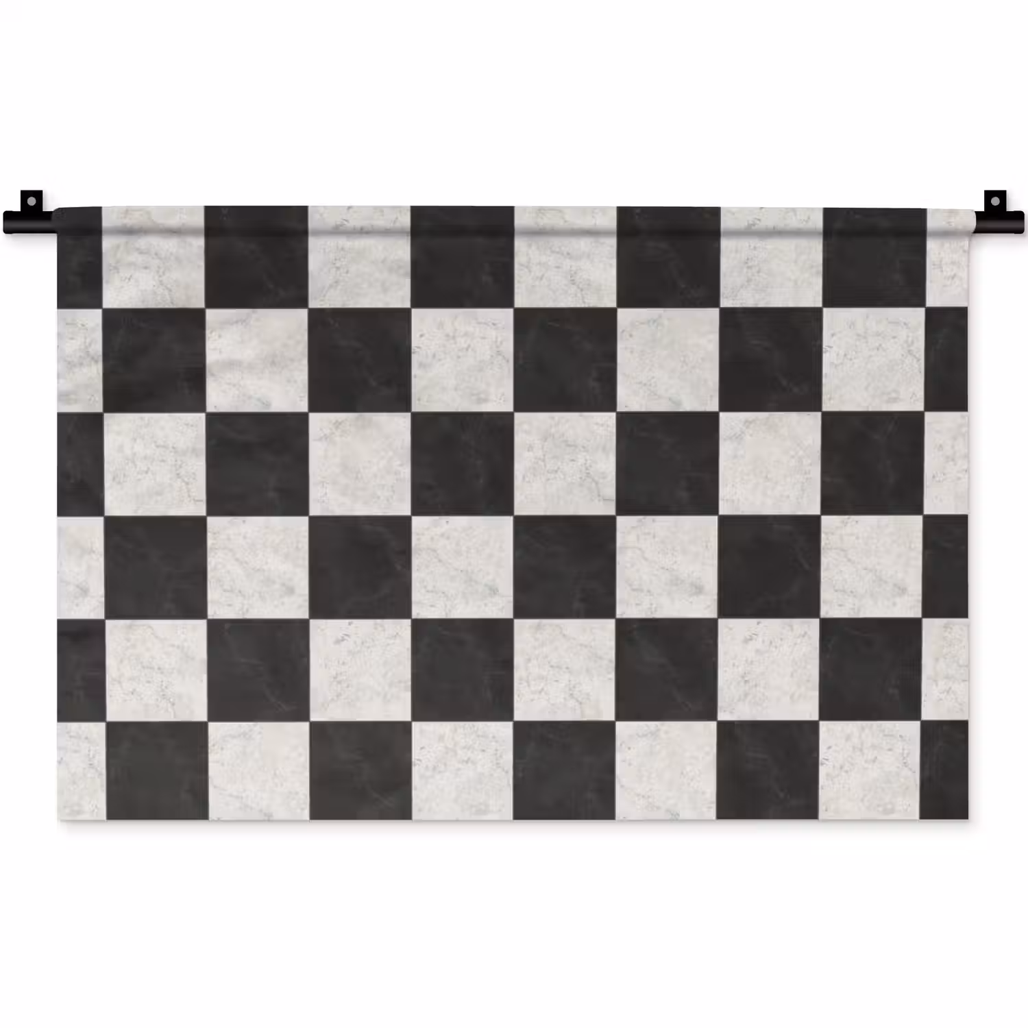 Dambord - Marmer - Zwart - Wit Wandkleed katoen klein 269 -zz3d