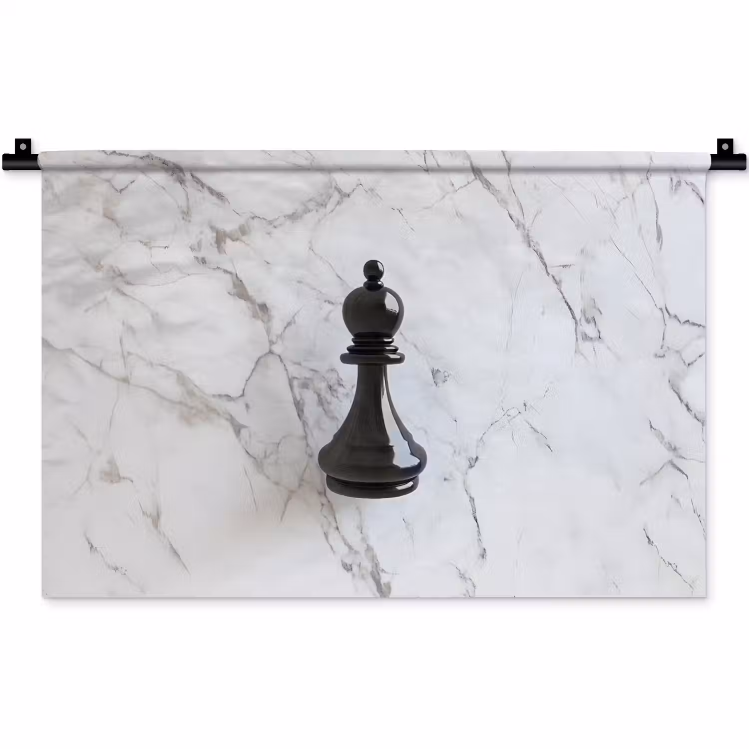 Schaakstuk - Loper - Zwart - Marmer Wandkleed katoen klein -zz3d