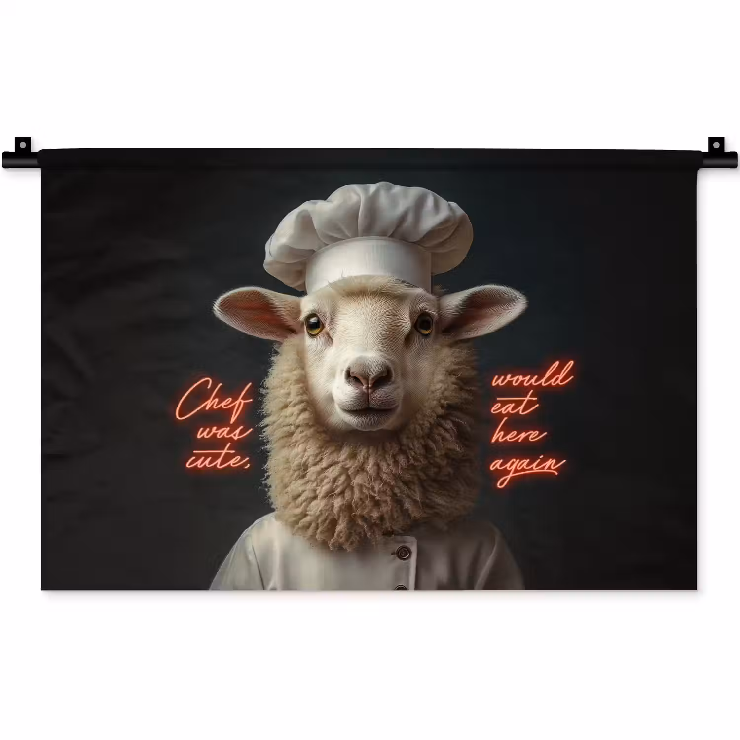 Schaap - Kokskleding - Neon - Quote Wandkleed katoen klein -zz3d
