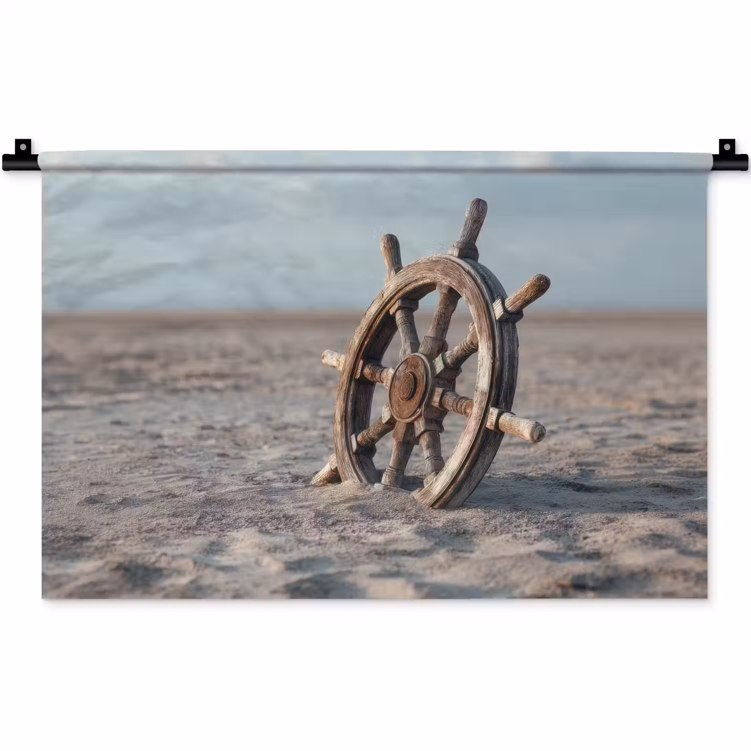 Scheepsstuur - Hout - Bruin - Zand Wandkleed katoen klein -zz3d