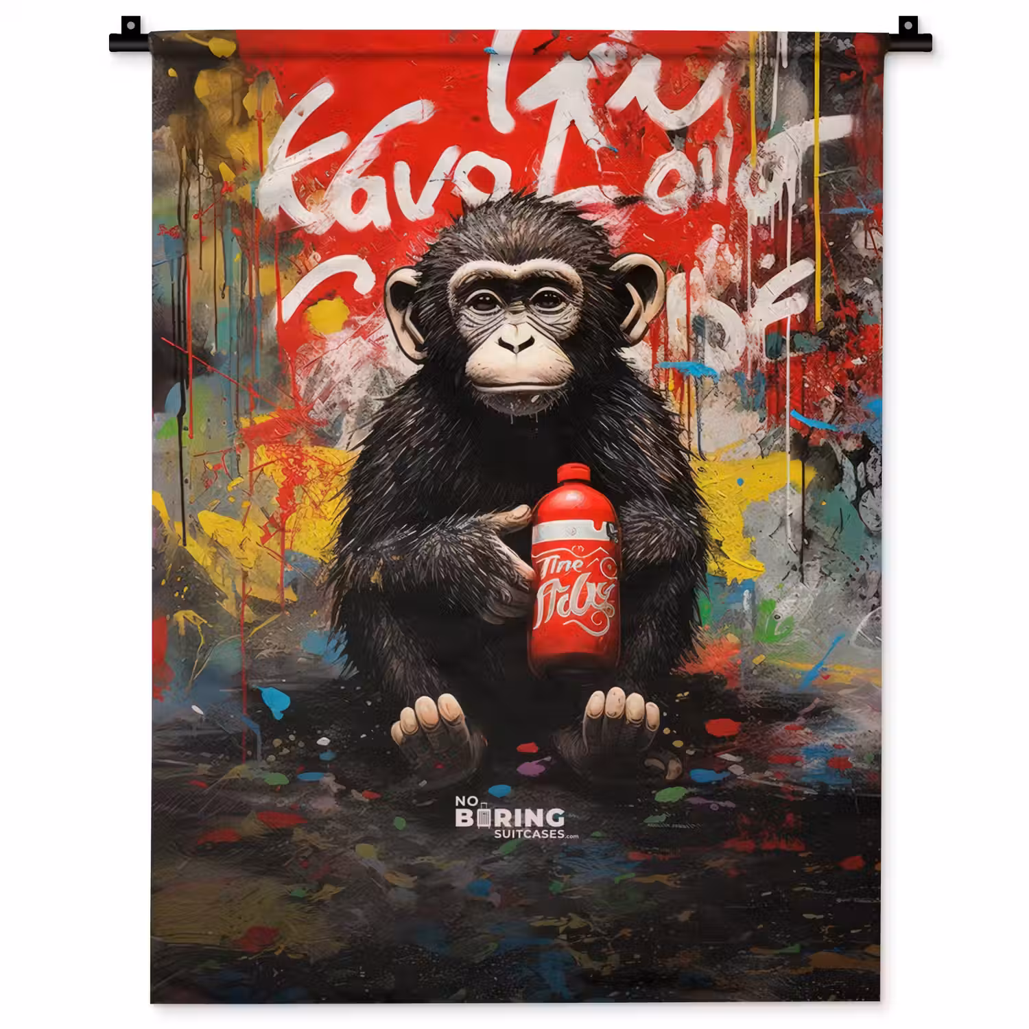 Chimpansee voor graffiti muur Wandkleed katoen klein -zz3d