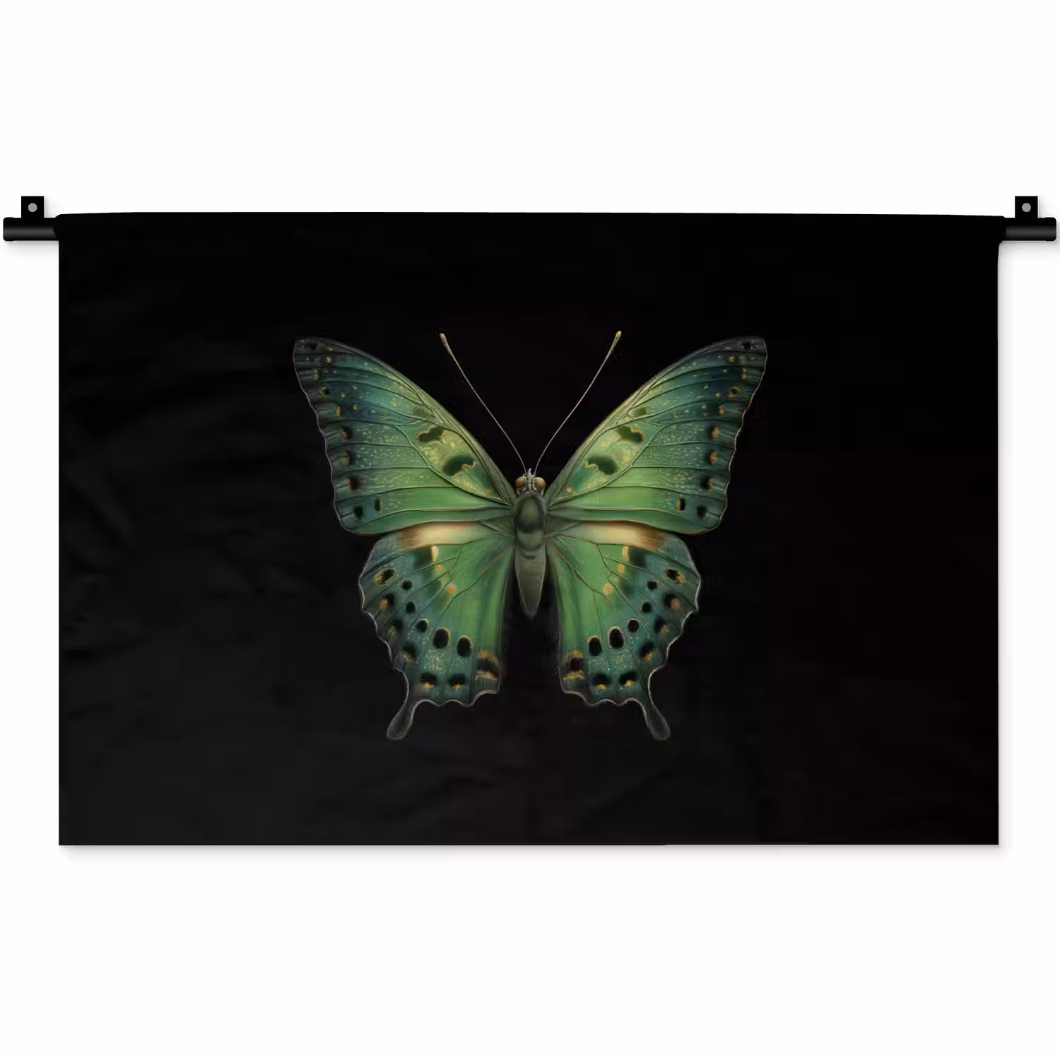 Vlinder - Groen - Diepte Wandkleed katoen klein -zz3d