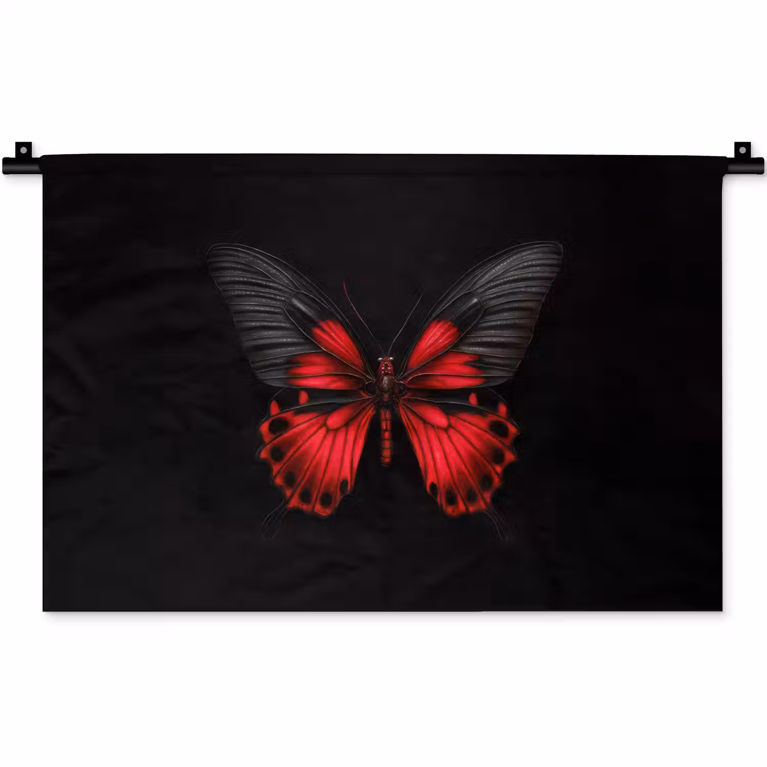Vlinder - Rood - Contrast Wandkleed katoen klein -zz3d