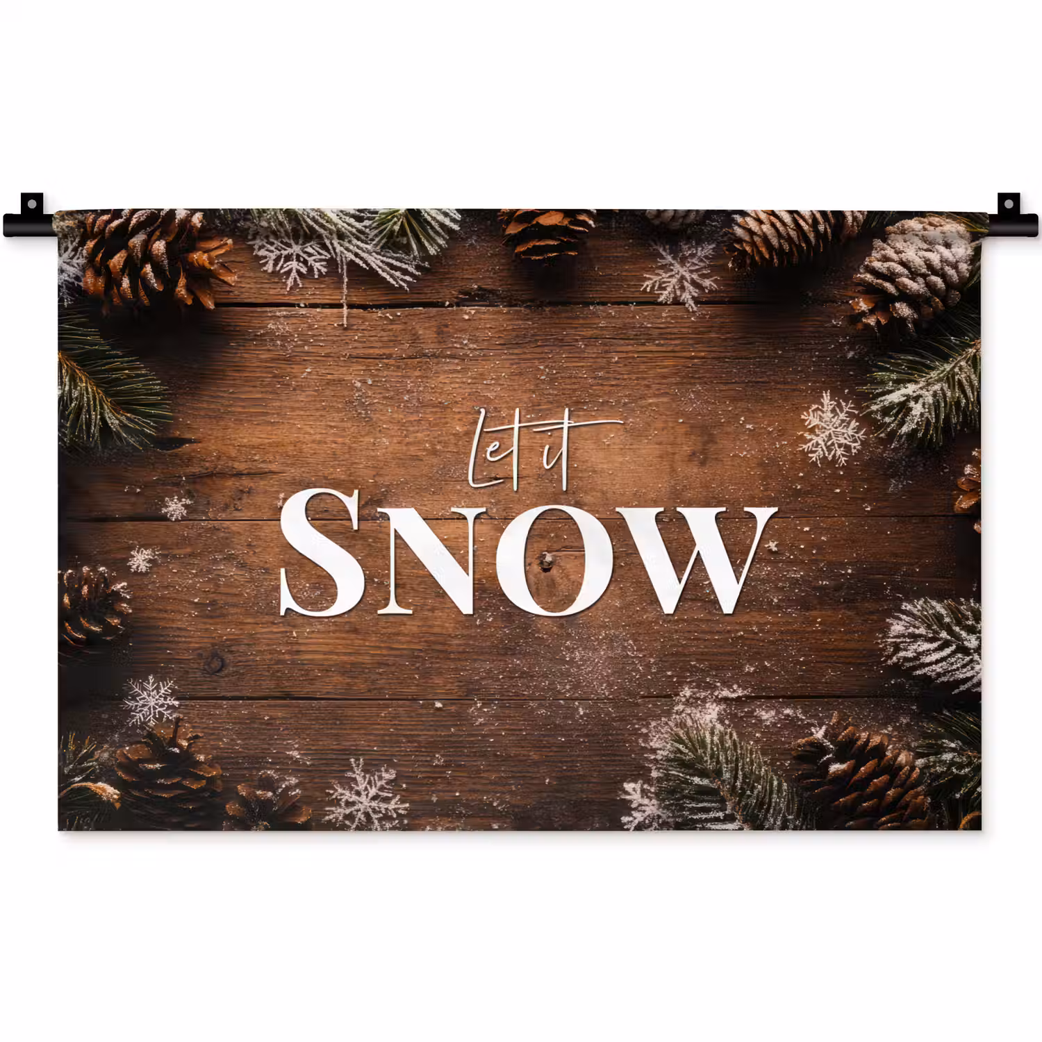 Sneeuw - Houtlook - Quote - Let it snow Wandkleed katoen klein -zz3d