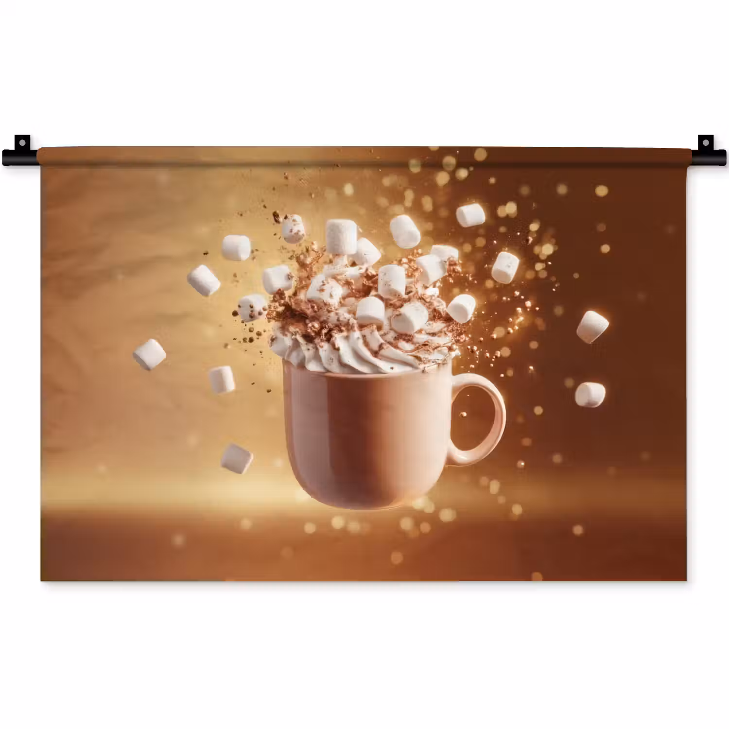 Chocomelk - Drinken - Warm - Bruin Wandkleed katoen klein -zz3d