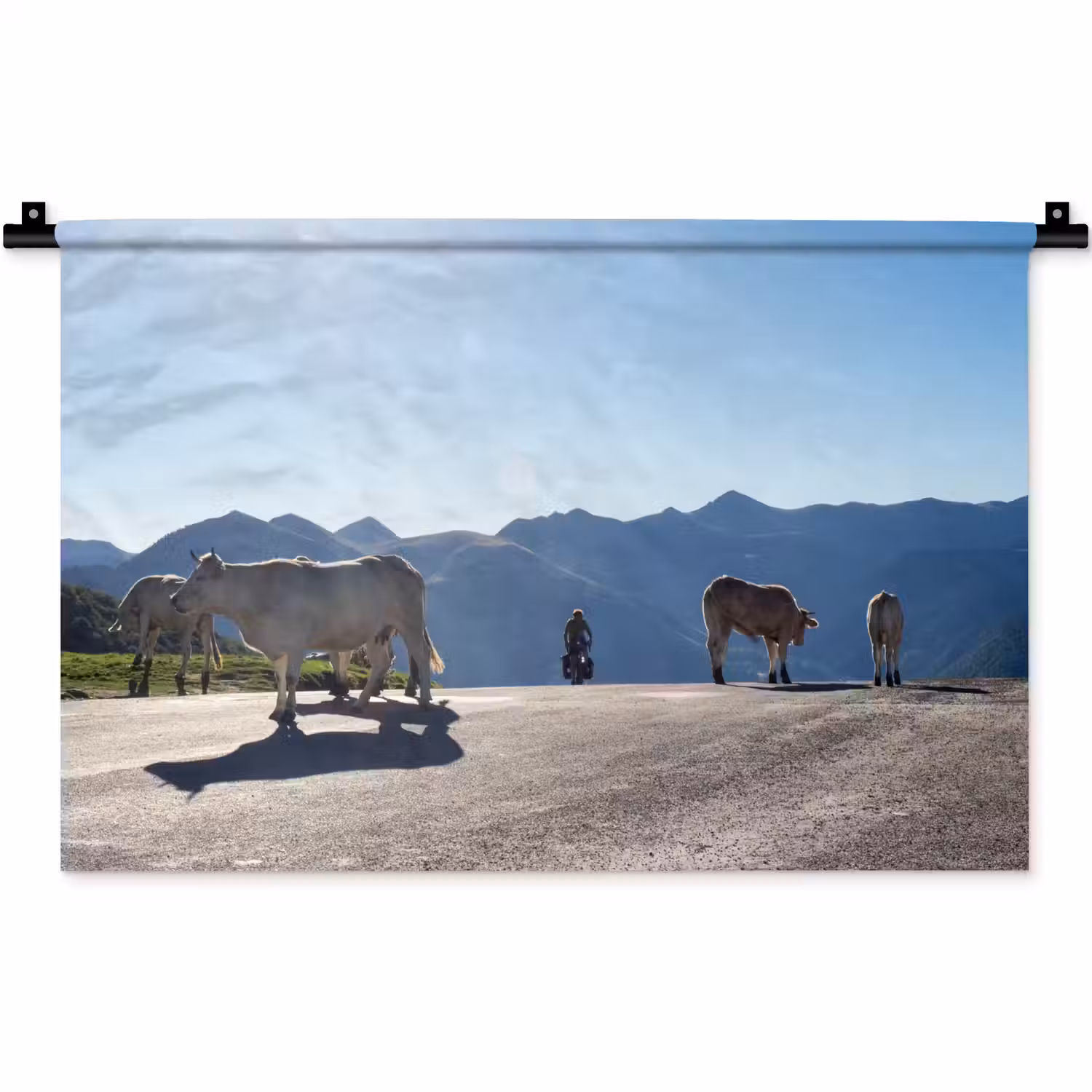 Schotse hooglander - Licht - Berg - Natuur Wandkleed katoen klein -zz3d