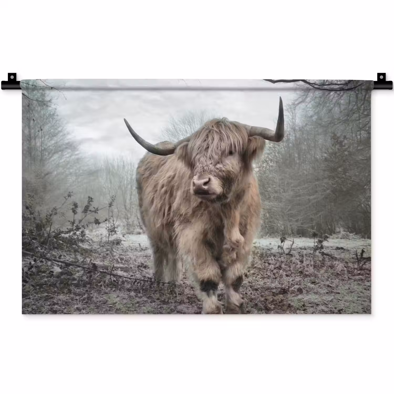 Schotse hooglander - Natuur - Herfst - Dieren - Wild - Bos Wandkleed katoen klein -zz3d