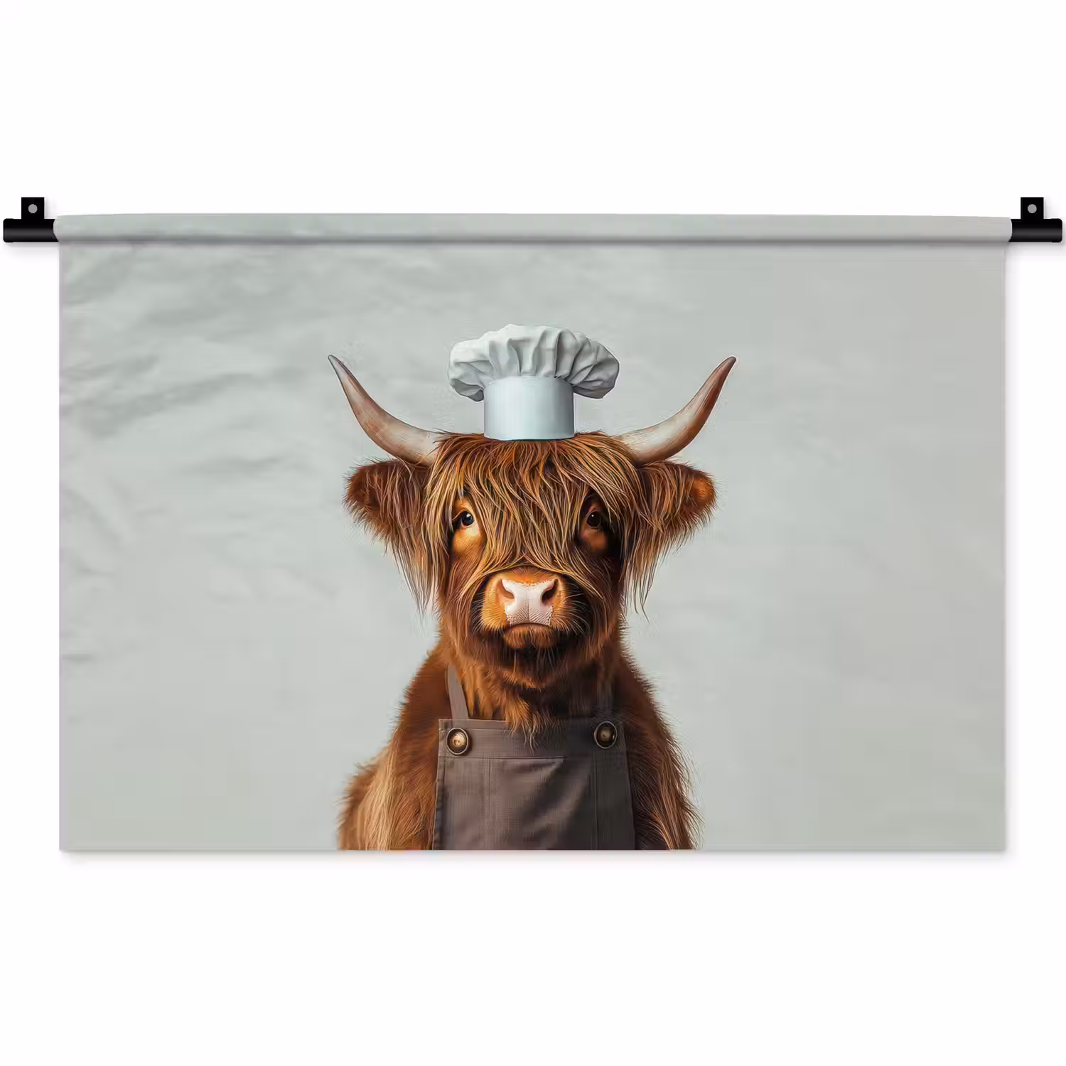 Schotse Hooglander - Bruin - Hoorns - Kokskleding Wandkleed katoen klein -zz3d