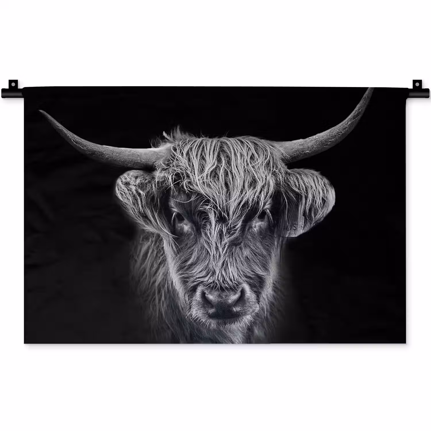 Schotse hooglander - Zwart - Koe - Dieren Wandkleed katoen klein -zz3d