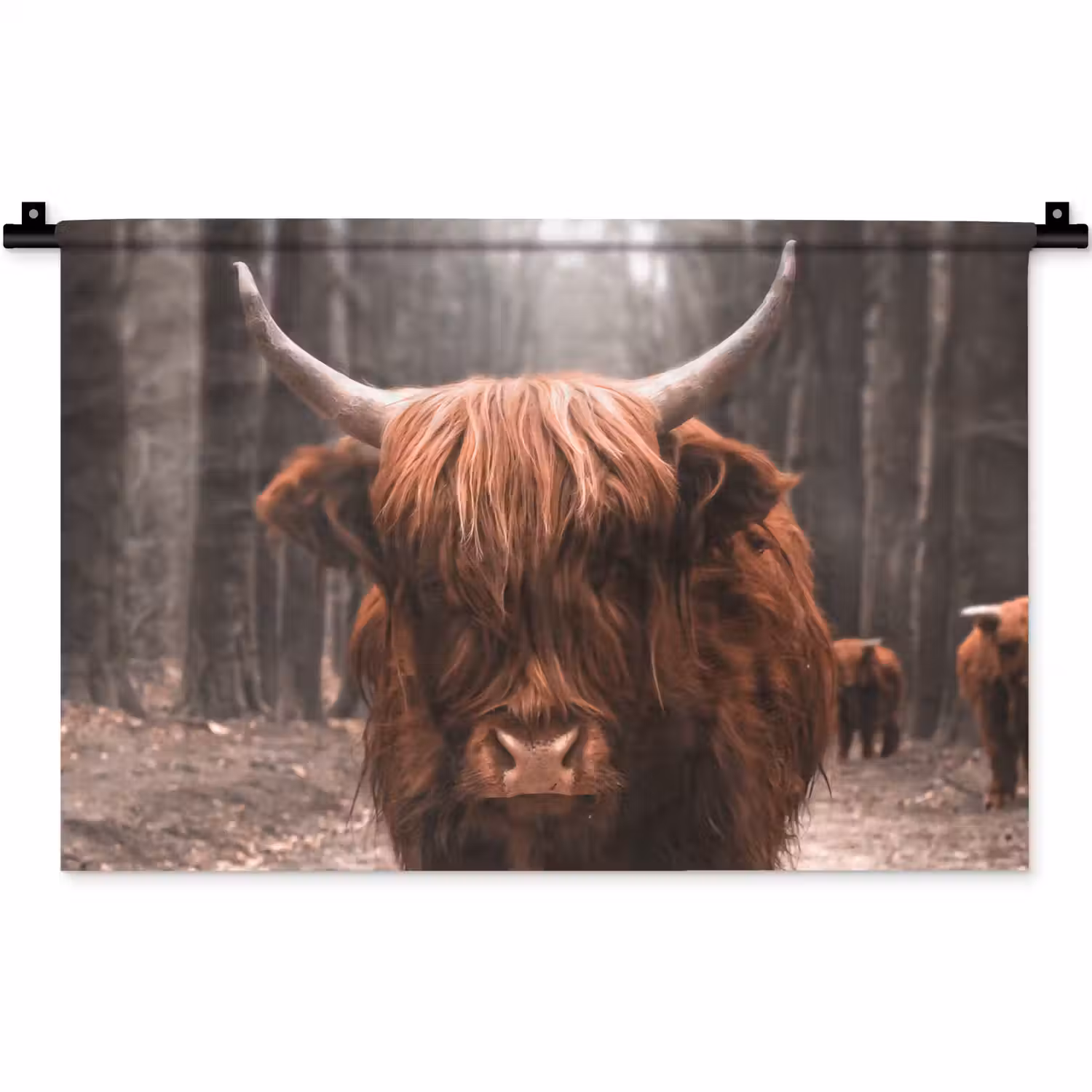 Schotse hooglander - Bos - Koe - Dieren - Natuur Wandkleed katoen klein -zz3d