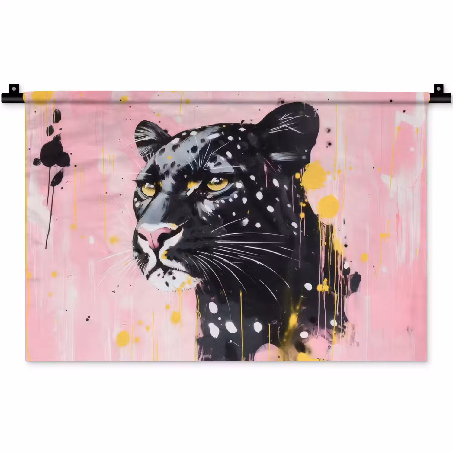 Zwart - Panter - Roze - Abstract Wandkleed katoen klein -zz3d