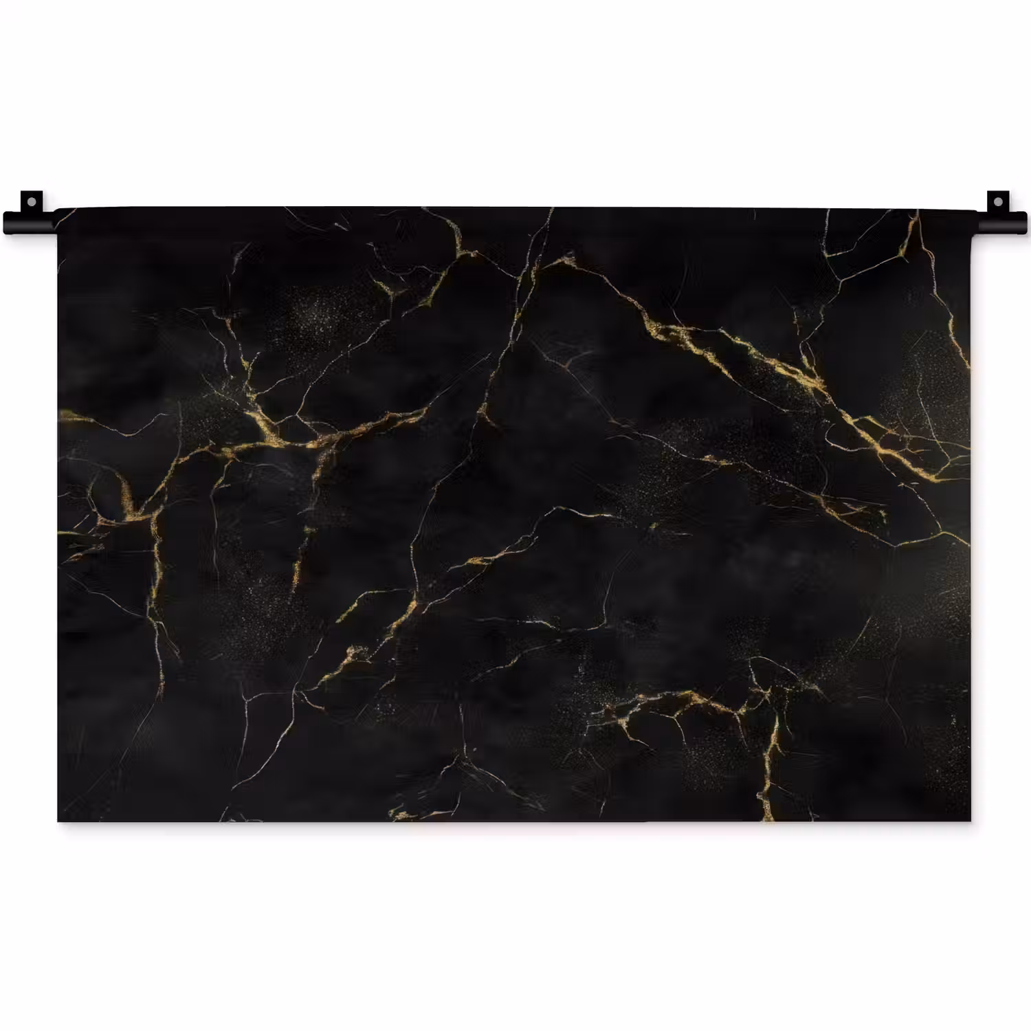 Zwart marmer - Gouden aders - Klassiek Wandkleed katoen klein -zz3d