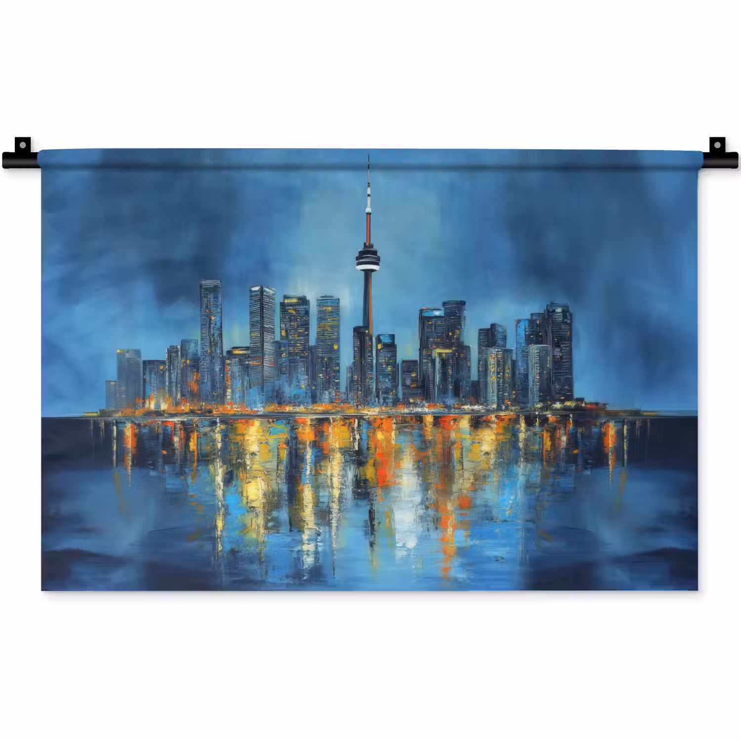 Skyline Toronto - Water - Stadslichten - Toren Wandkleed katoen klein -zz3d