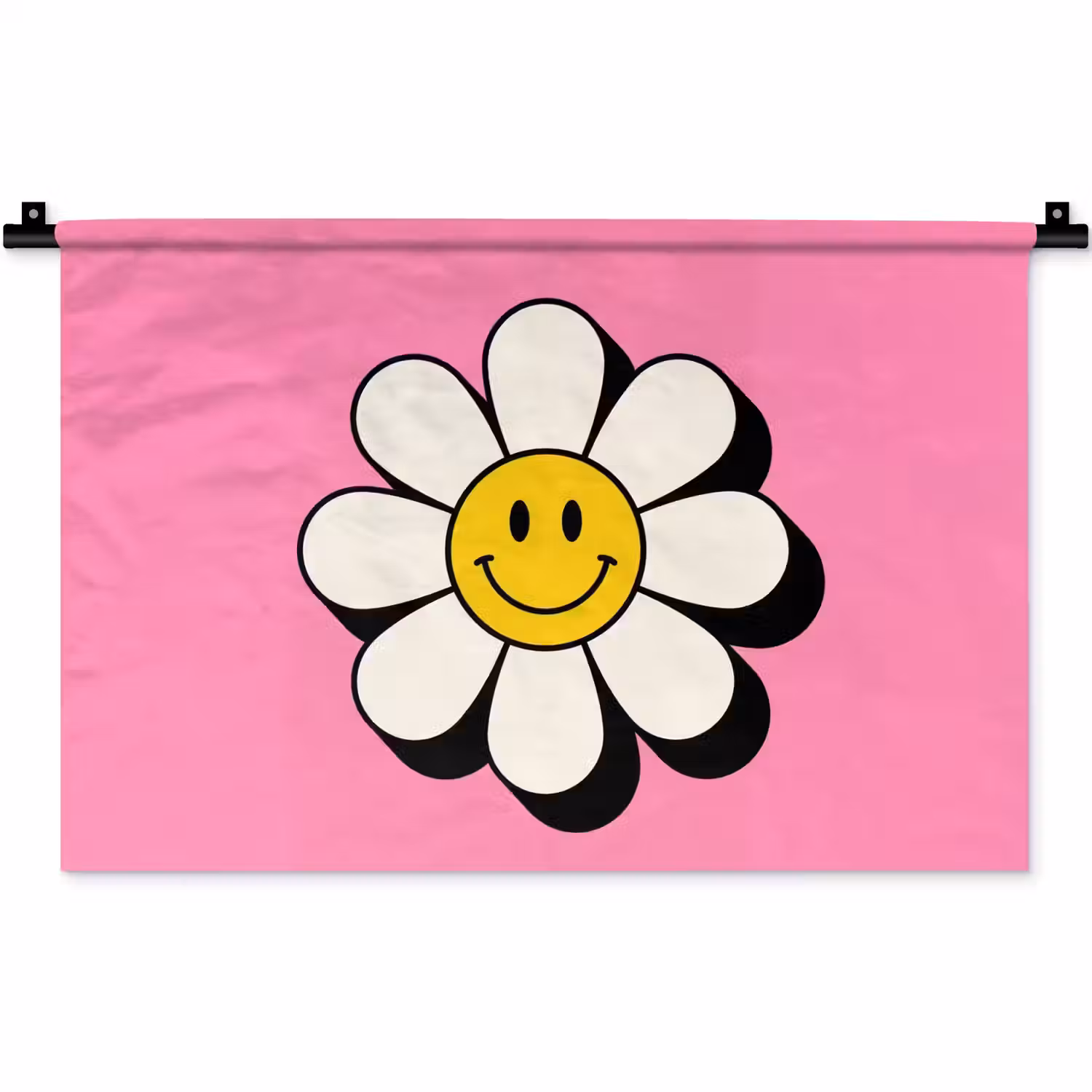 Smiley - Bloem - Roze Wandkleed katoen klein -zz3d