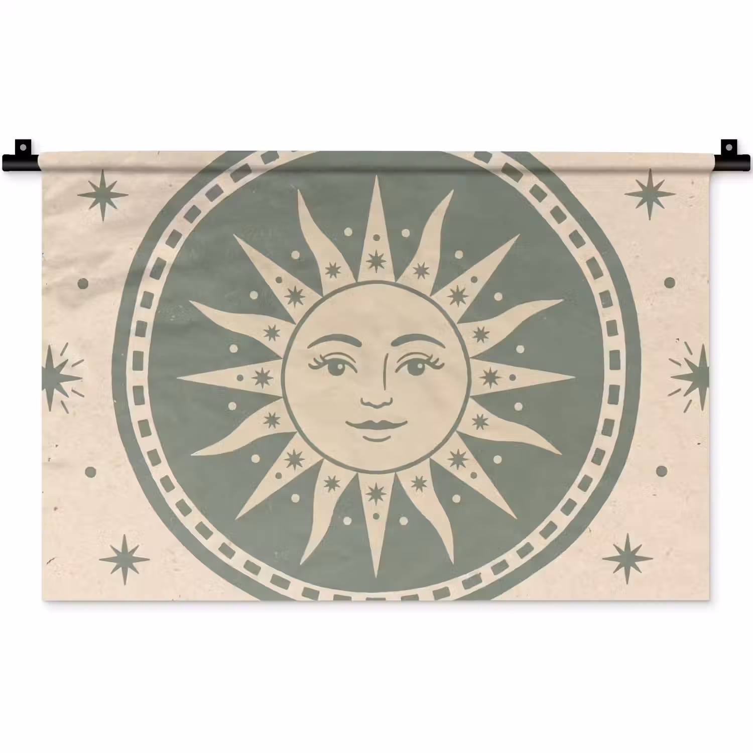 Zon - Sterren - Astrologie - Vintage - Groen Wandkleed katoen klein -zz3d