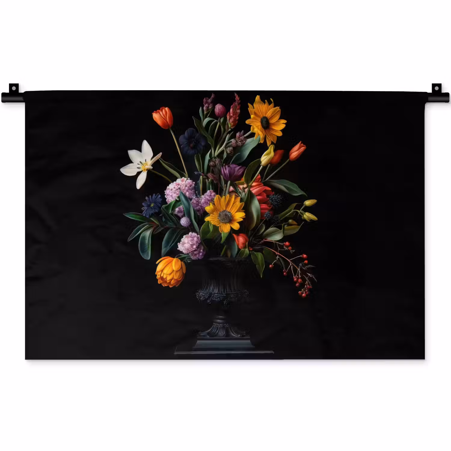 Zonnebloemen - Boeket - Kleurrijk Wandkleed katoen klein -zz3d