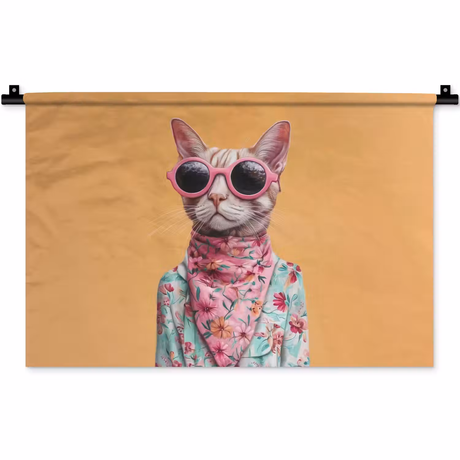 Zonnebril - Kat - Sjaal - Bloemen Wandkleed katoen klein -zz3d