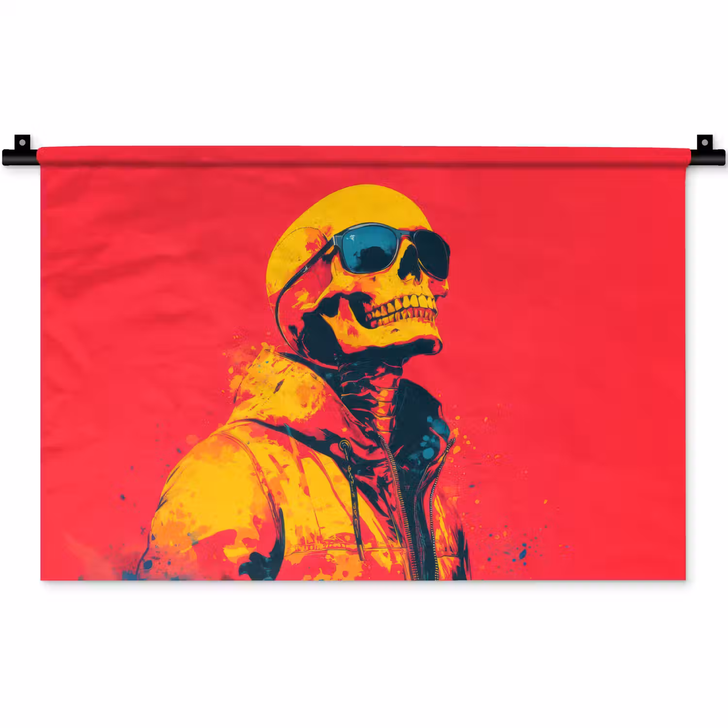 Zonnebril - Schedel - Jas - Rood Wandkleed katoen klein -zz3d